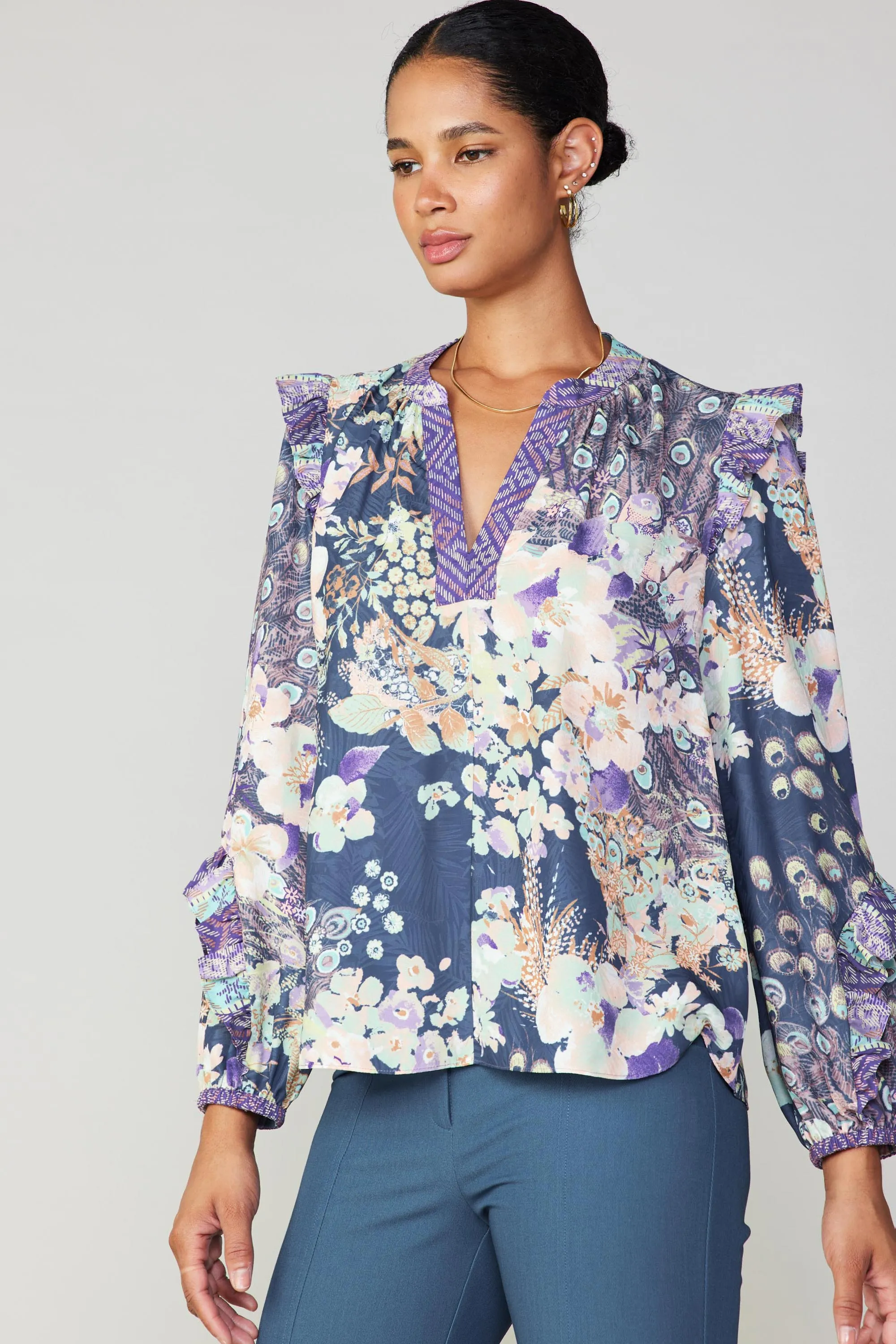 Peacock Floral Blouse sold by Current Air product image thumbnail 2