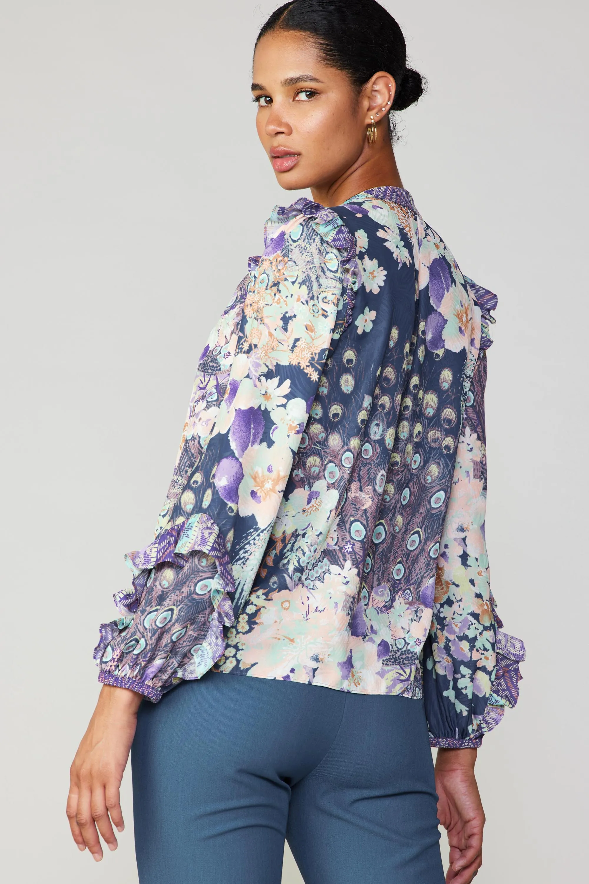 Peacock Floral Blouse sold by Current Air product image thumbnail 3