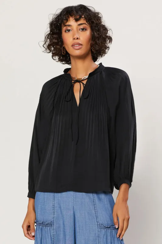Pleated Split Neck Top sold by Current Air