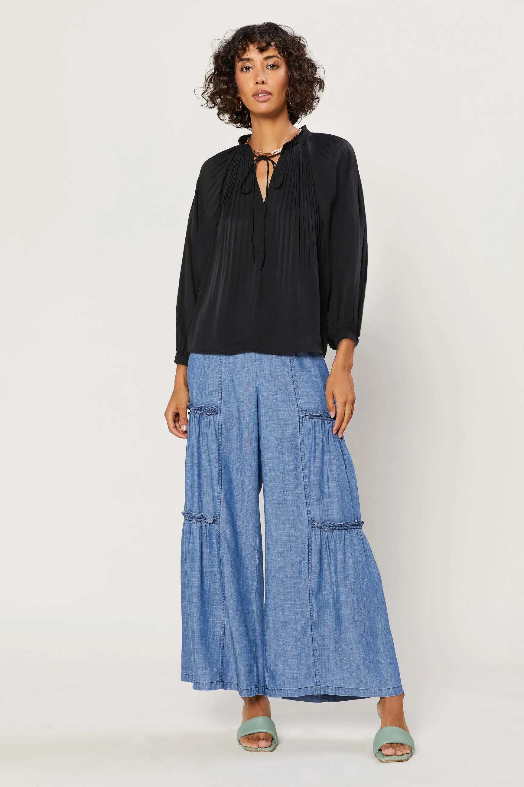Pleated Split Neck Top sold by Current Air product image thumbnail 2