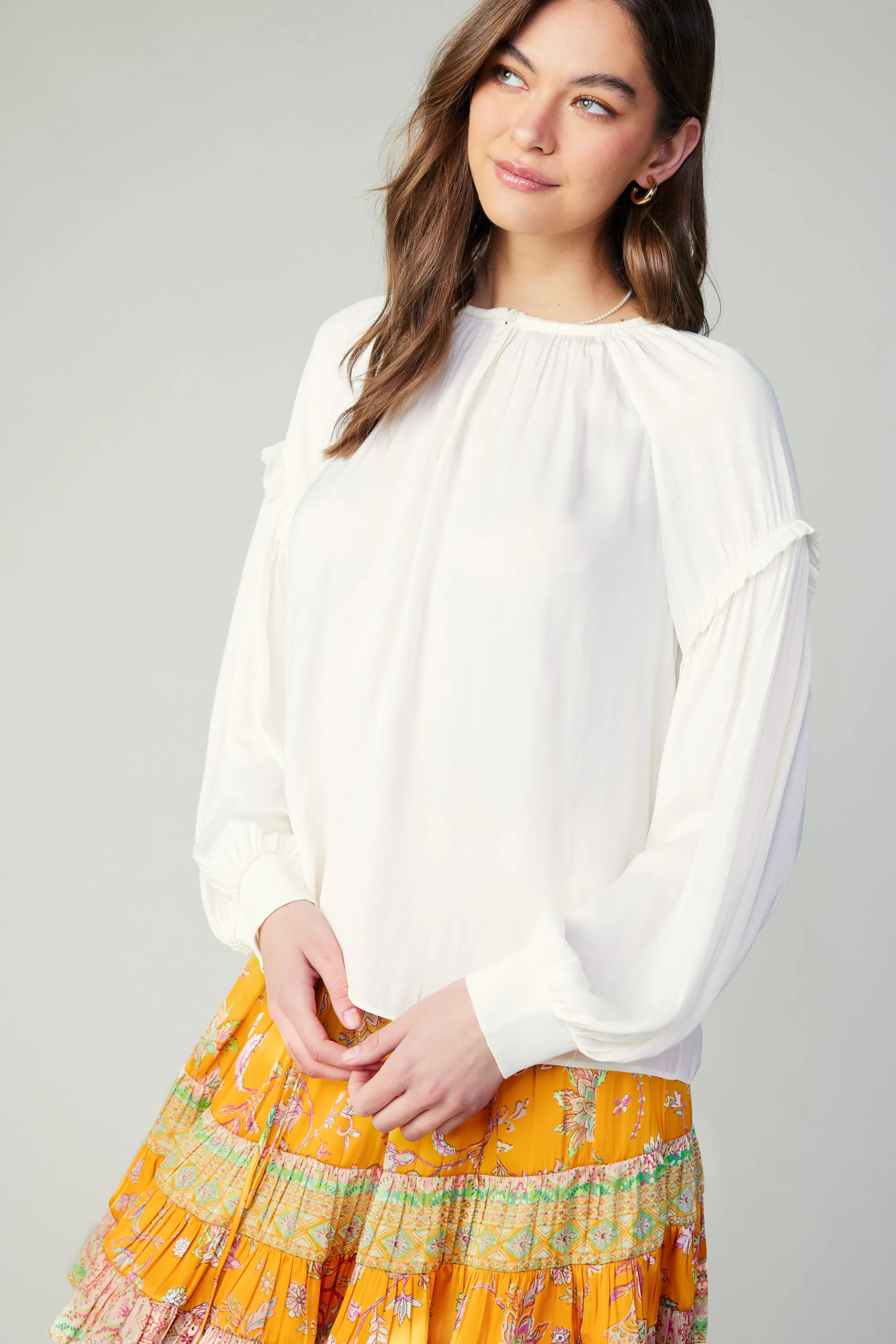 Rope Trim Neckline Blouse sold by Current Air product image thumbnail 3