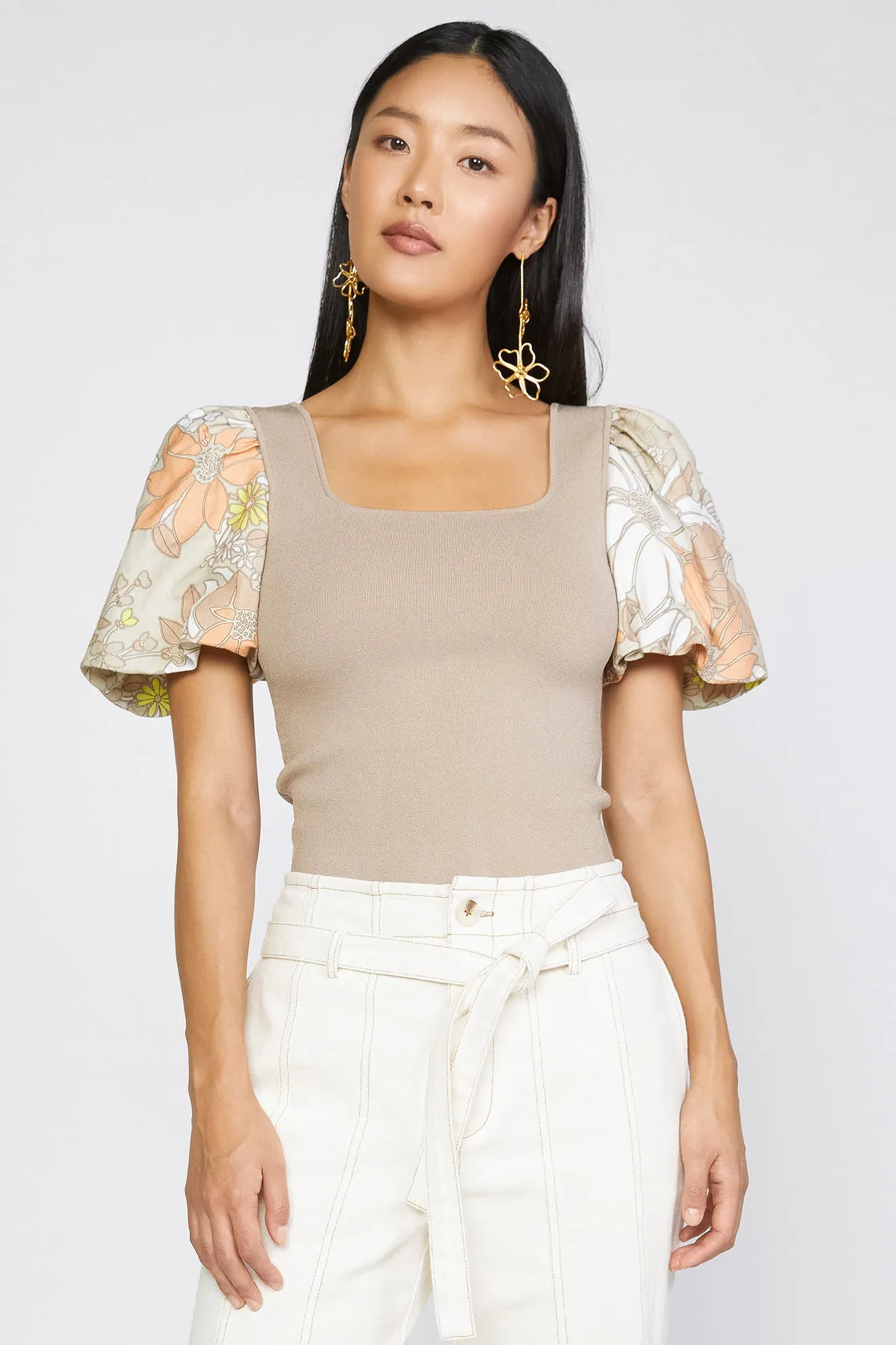 Contrast Floral Sweater Top sold by Current Air