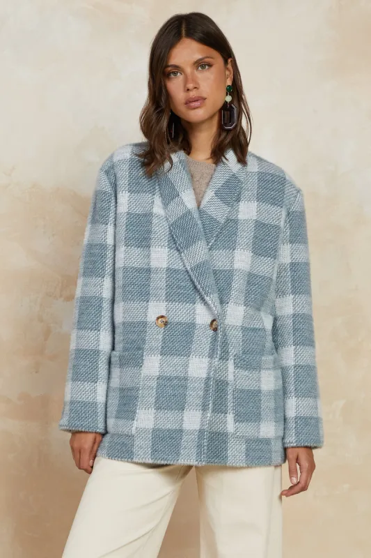 Checkered Double Breasted Jacket sold by Current Air