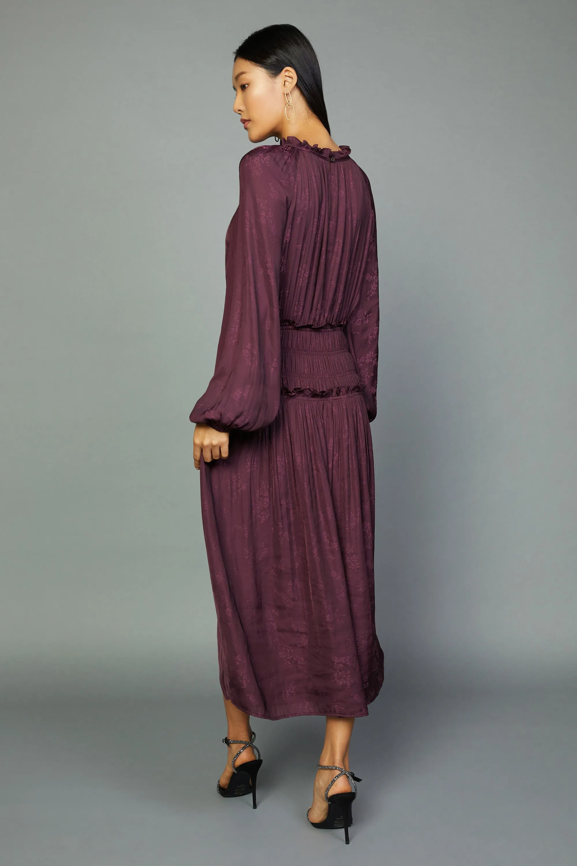 Plum Floral Midi Dress sold by Current Air product image thumbnail 4