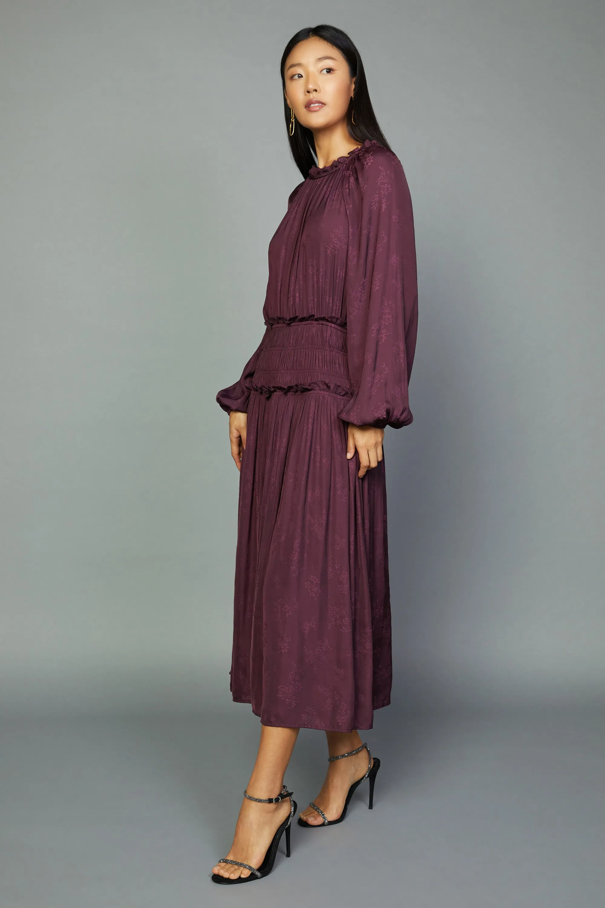 Plum Floral Midi Dress sold by Current Air product image thumbnail 2