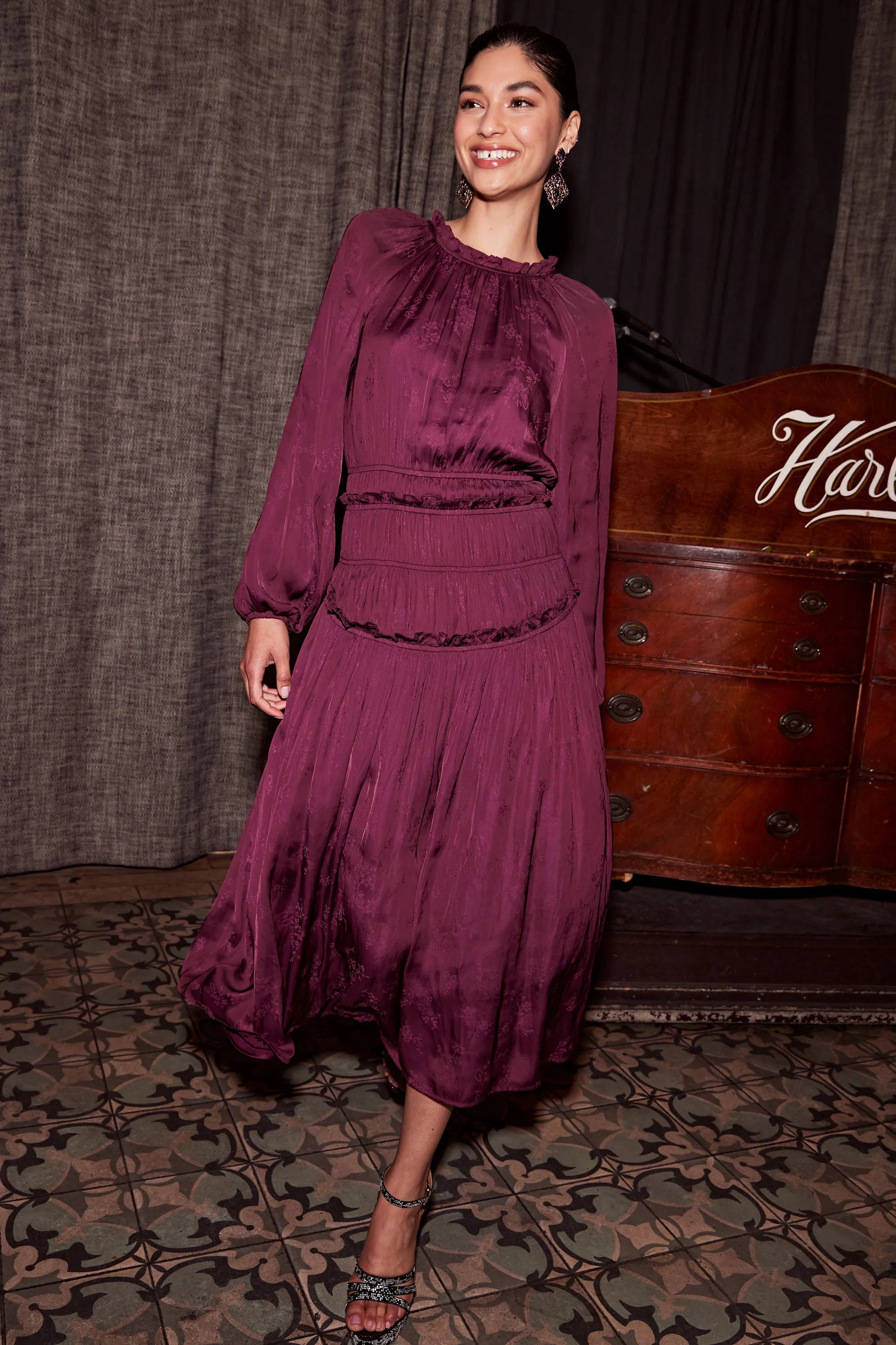 Plum Floral Midi Dress sold by Current Air product image thumbnail 3