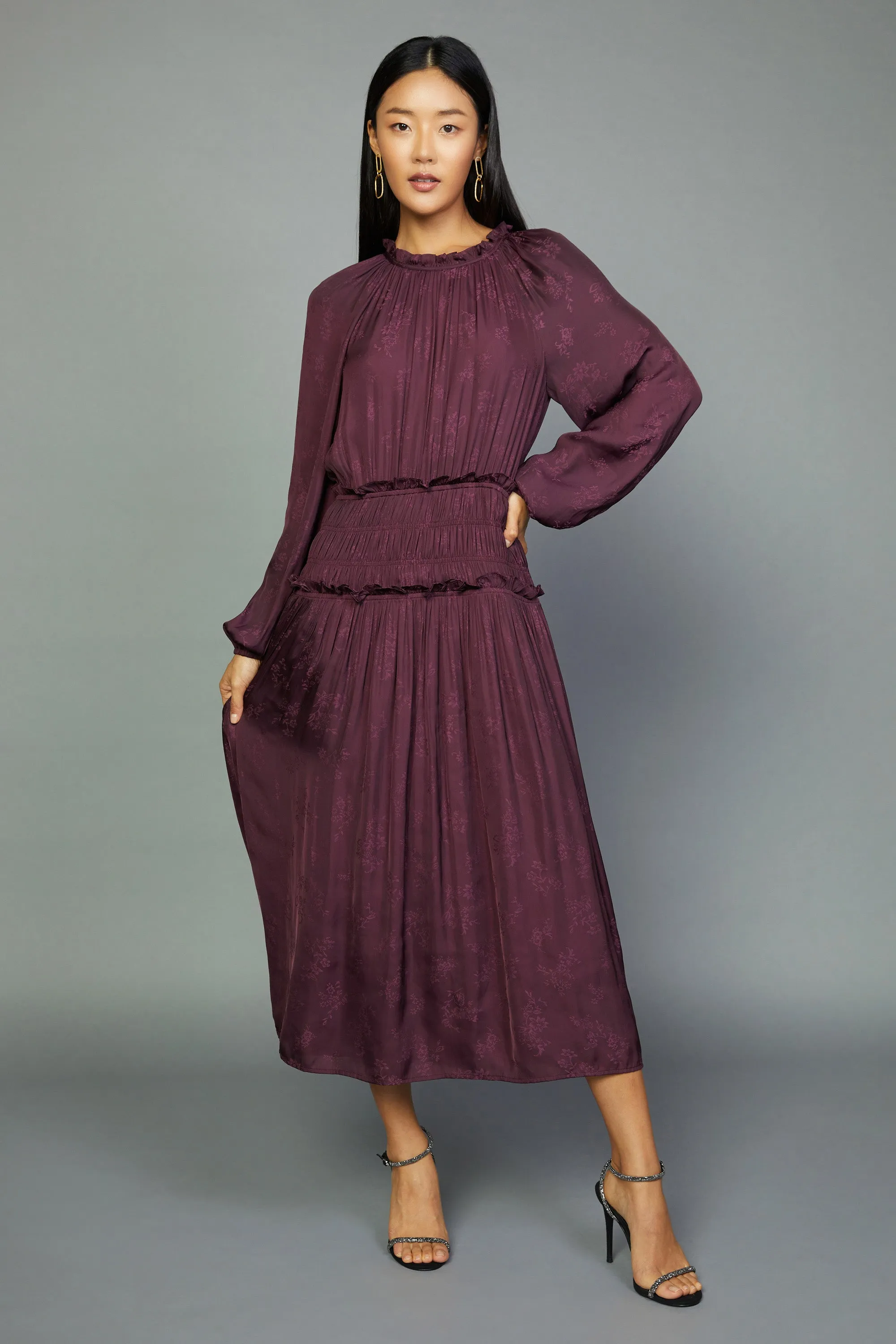 Plum Floral Midi Dress sold by Current Air