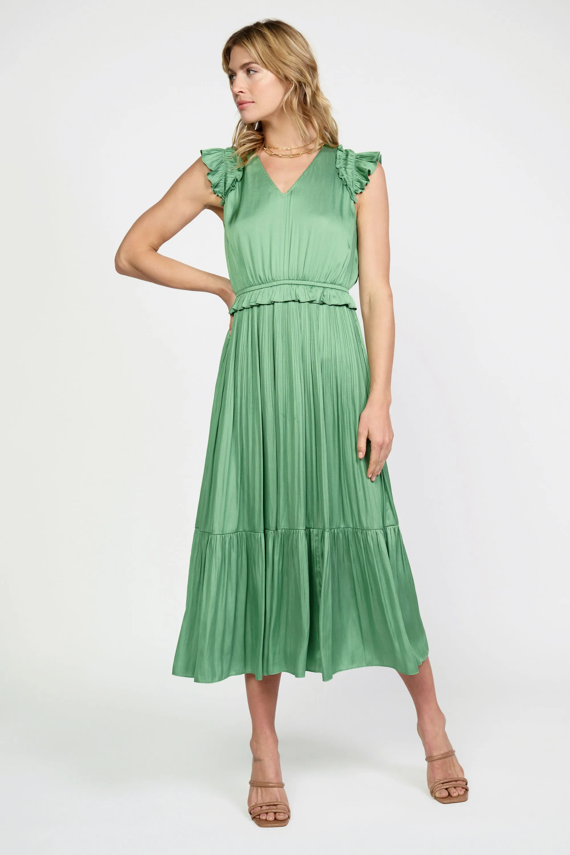 Ruffled Flutter Sleeve Midi Dress sold by Current Air product image thumbnail 2