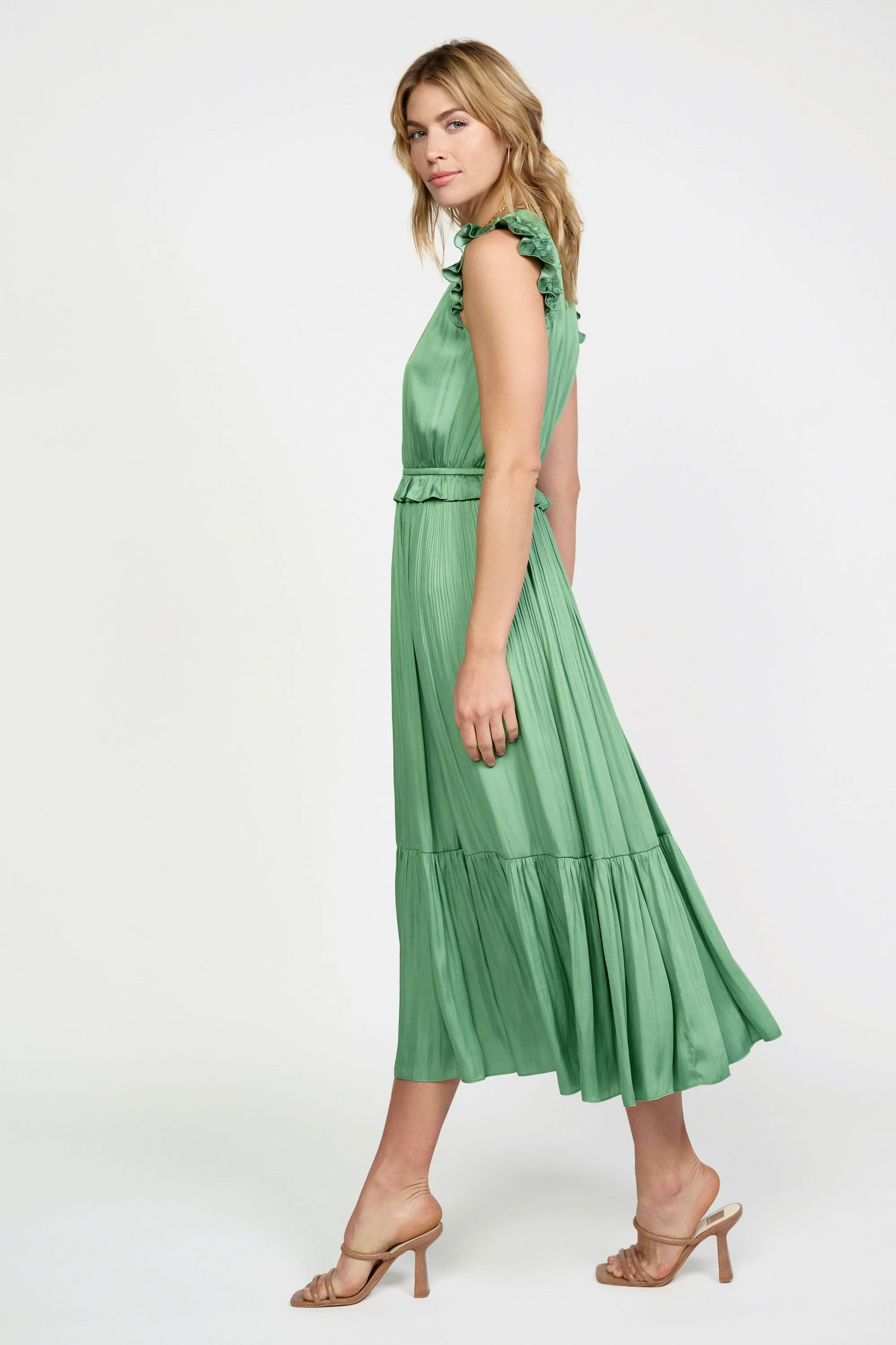 Ruffled Flutter Sleeve Midi Dress sold by Current Air product image thumbnail 3