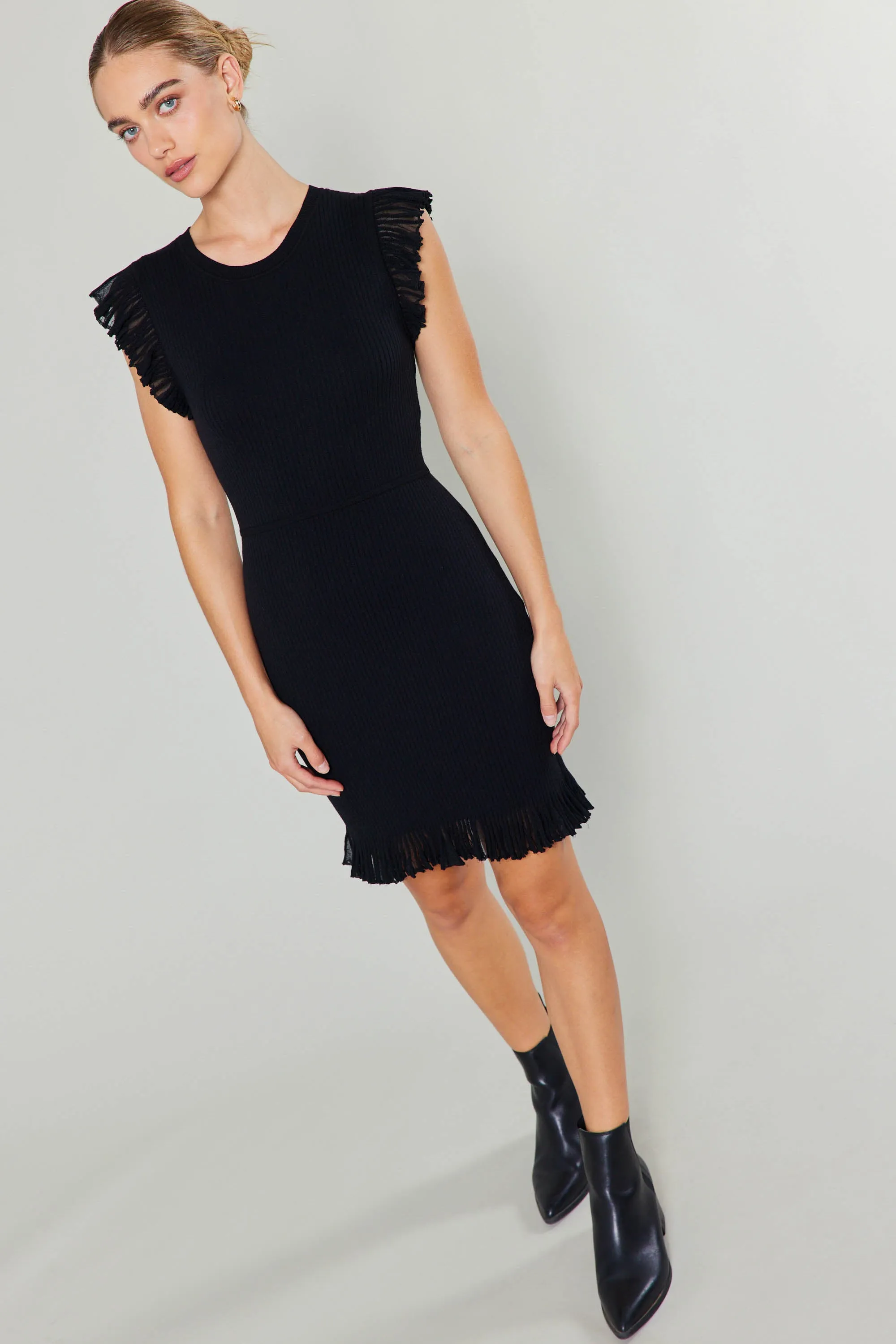 Ruffled Mini Sweater Dress sold by Current Air product image thumbnail 3