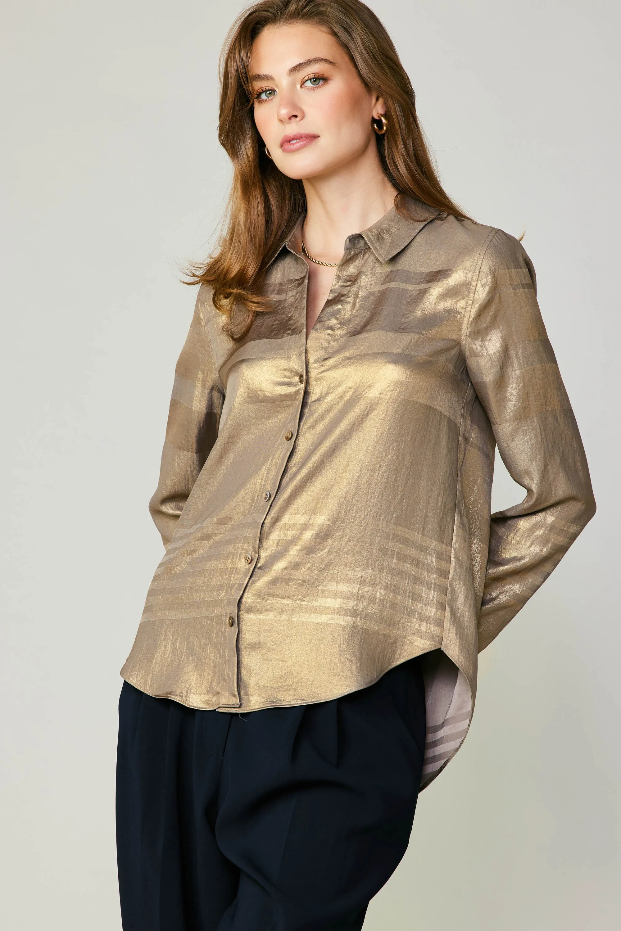 Metallic Buttonup Shirt sold by Current Air