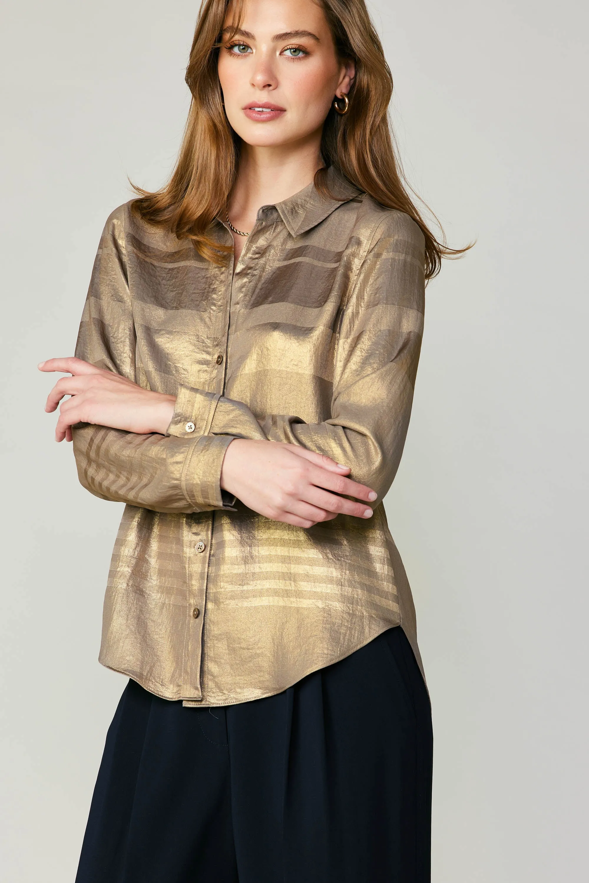 Metallic Buttonup Shirt sold by Current Air product image thumbnail 3