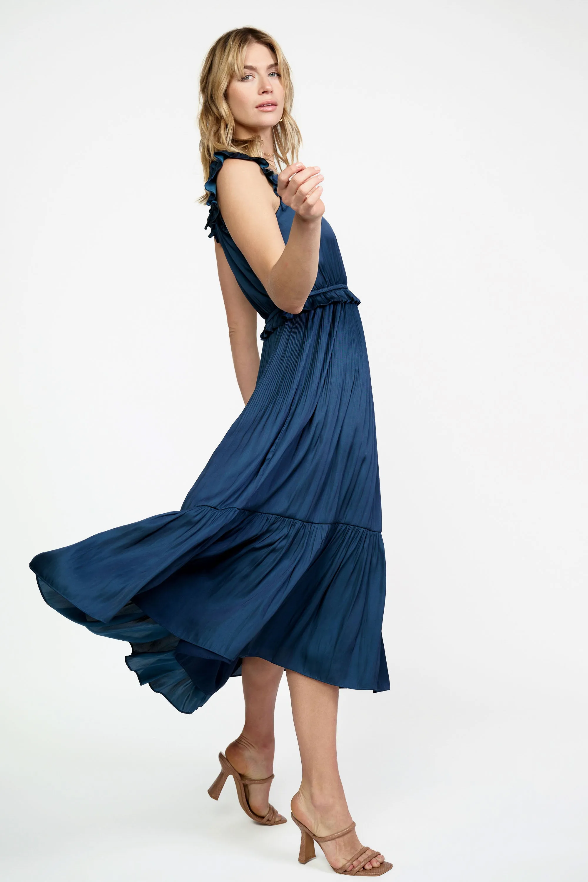 Ruffled Flutter Sleeve Midi Dress sold by Current Air product image thumbnail 5