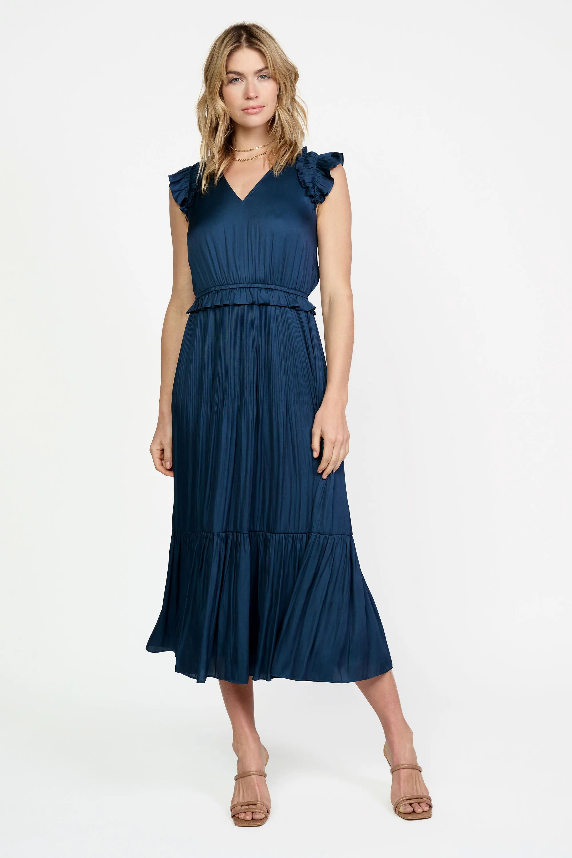 Ruffled Flutter Sleeve Midi Dress sold by Current Air product image thumbnail 2