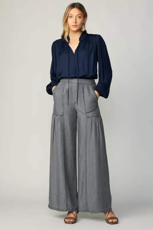 Chambray Tiered Wide Pants sold by Current Air