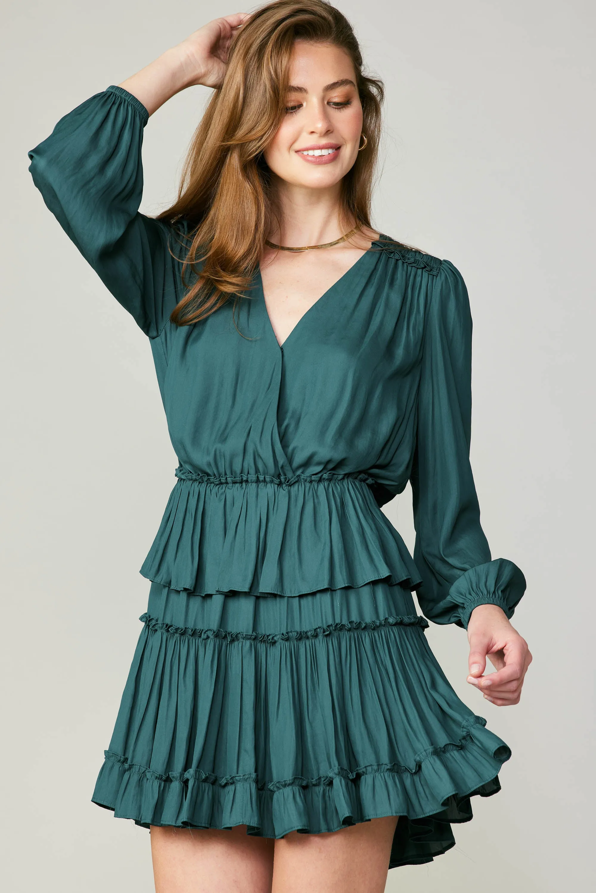 Surplice Tiered Mini Dress sold by Current Air