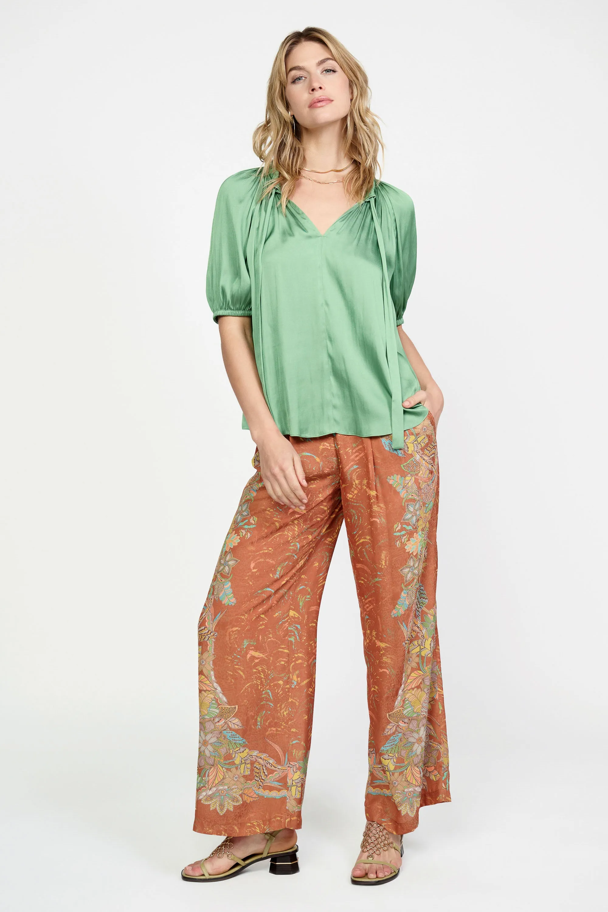 Tie Neck Short Sleeve Top sold by Current Air product image thumbnail 4