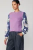 Floral Contrast Sleeve Sweater Top sold by Current Air