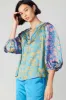 Floral Colorblock Cuffed Blouse sold by Current Air