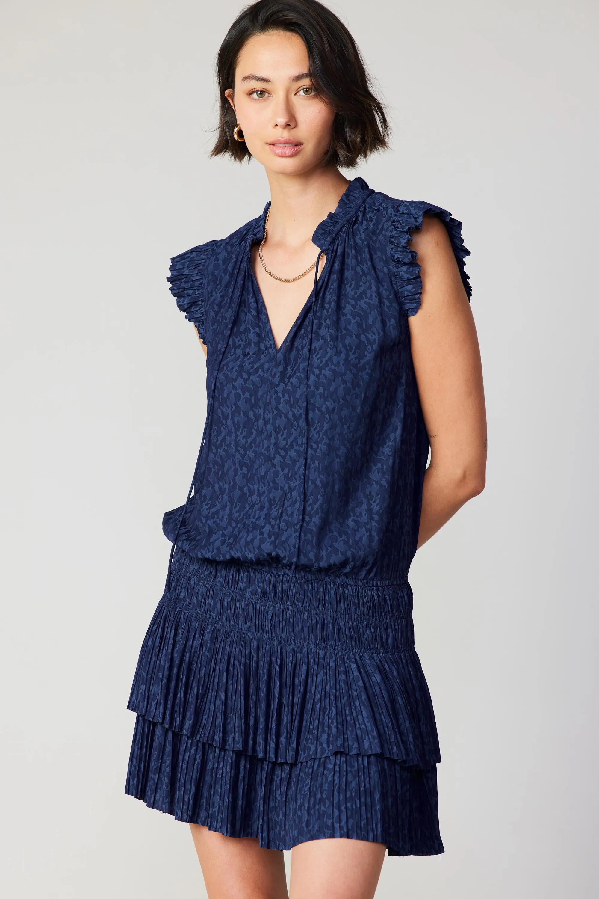 Zoey Jacquard Pleated Mini Dress sold by Current Air product image thumbnail 4