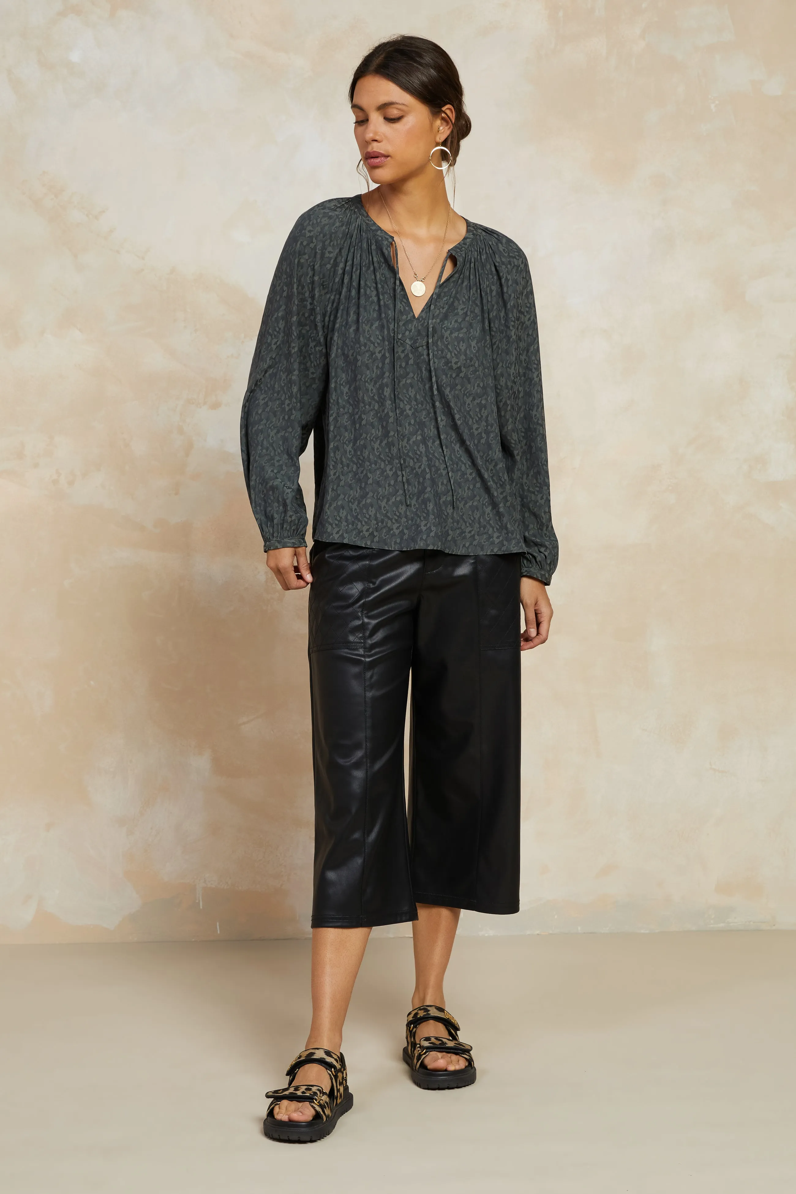 Floral Jacquard Split Neck Top sold by Current Air product image thumbnail 2