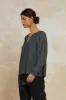 Floral Jacquard Split Neck Top sold by Current Air