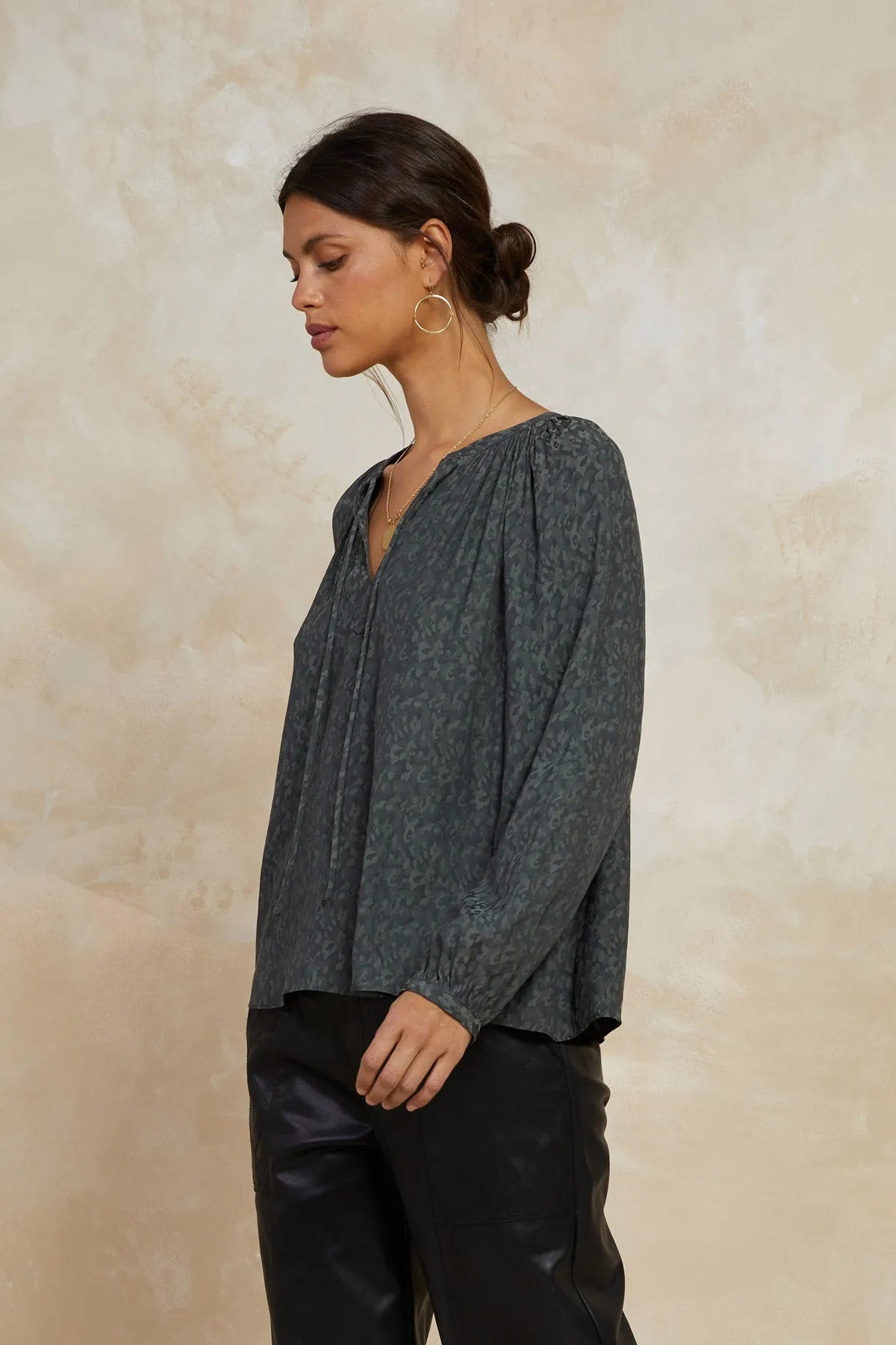 Floral Jacquard Split Neck Top sold by Current Air product image thumbnail 4