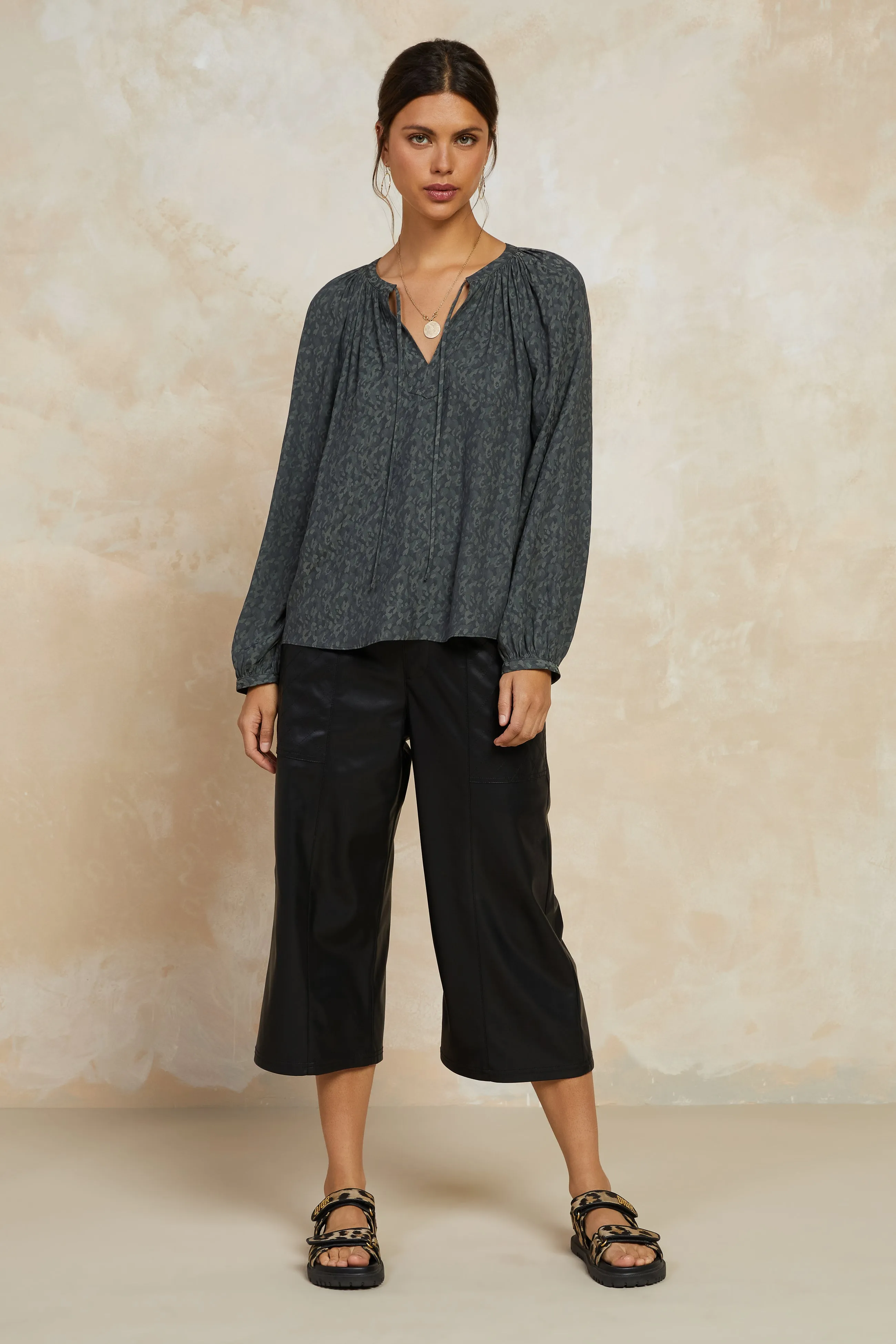 Floral Jacquard Split Neck Top sold by Current Air product image thumbnail 3