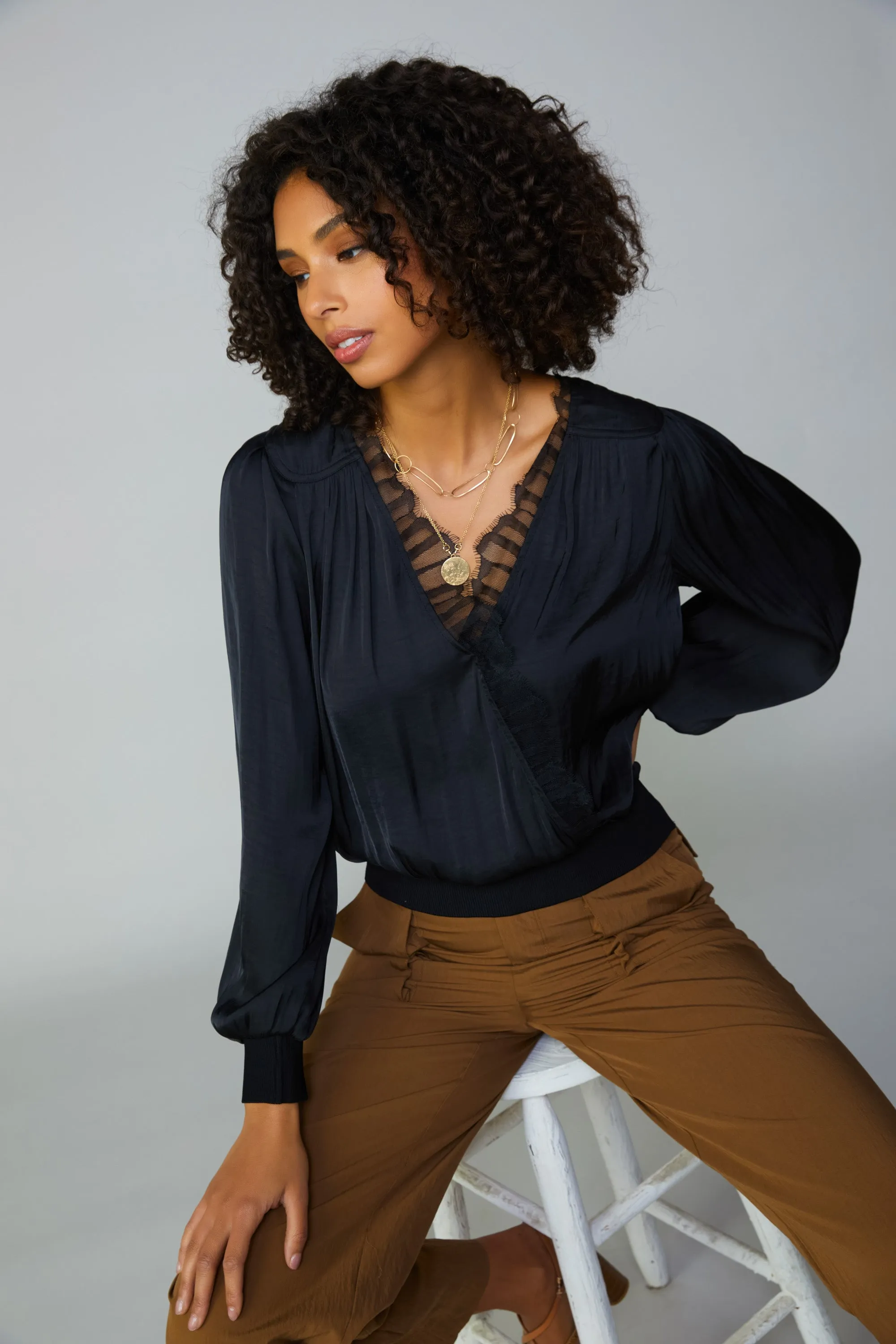 Surplice Lace Blouse sold by Current Air product image thumbnail 2