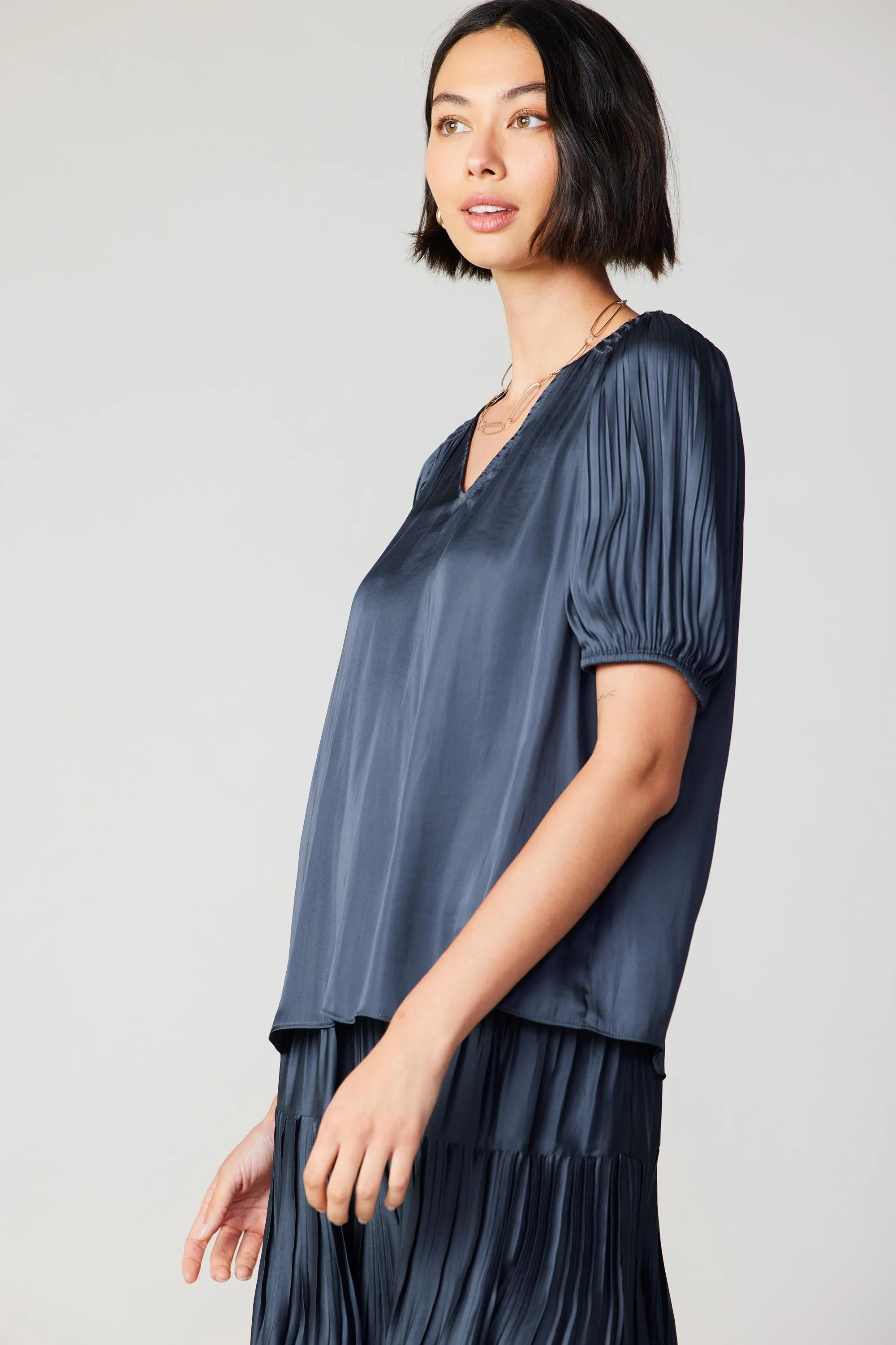 Cuffed Pleated Yoke Top sold by Current Air product image thumbnail 4