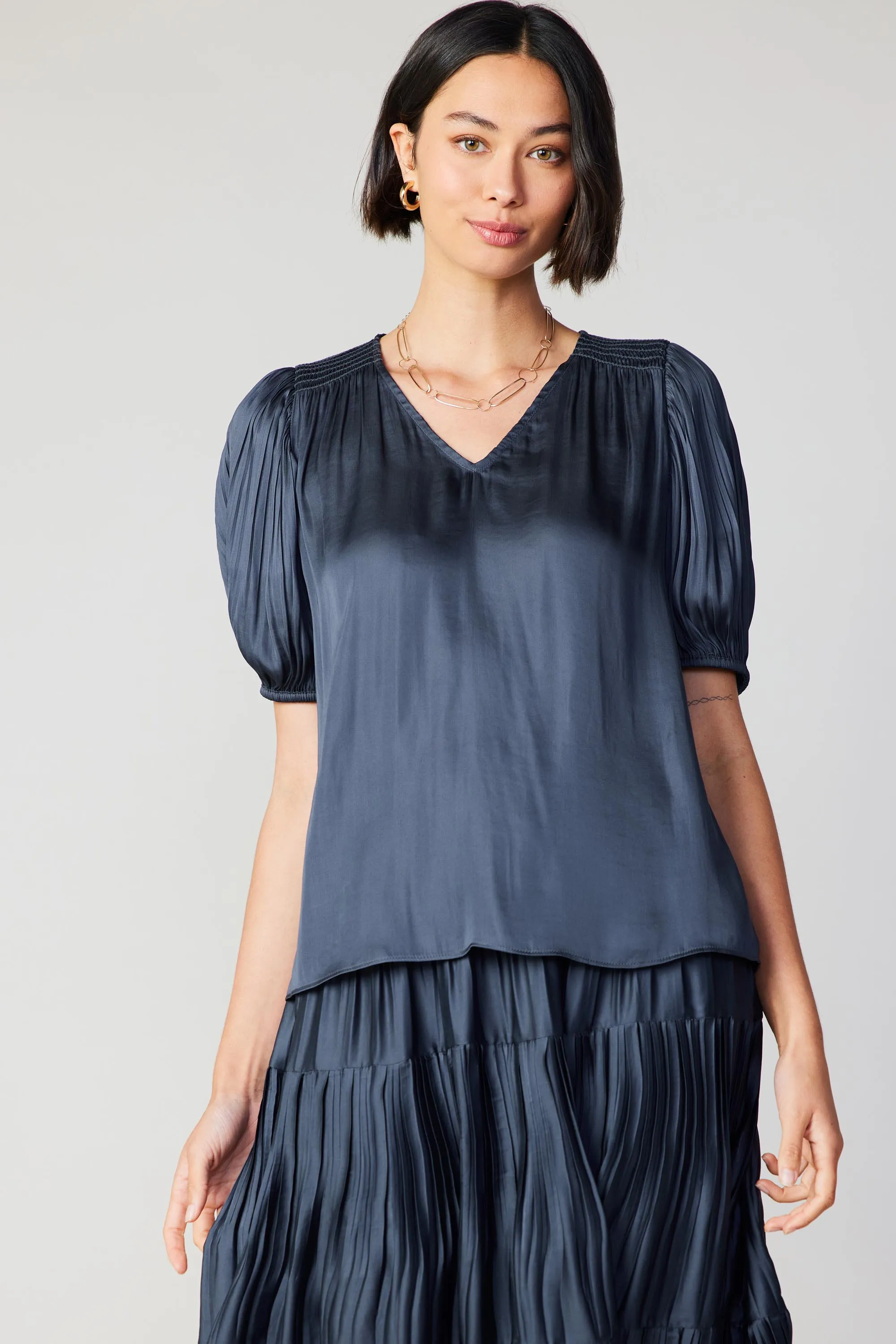 Cuffed Pleated Yoke Top sold by Current Air product image thumbnail 2