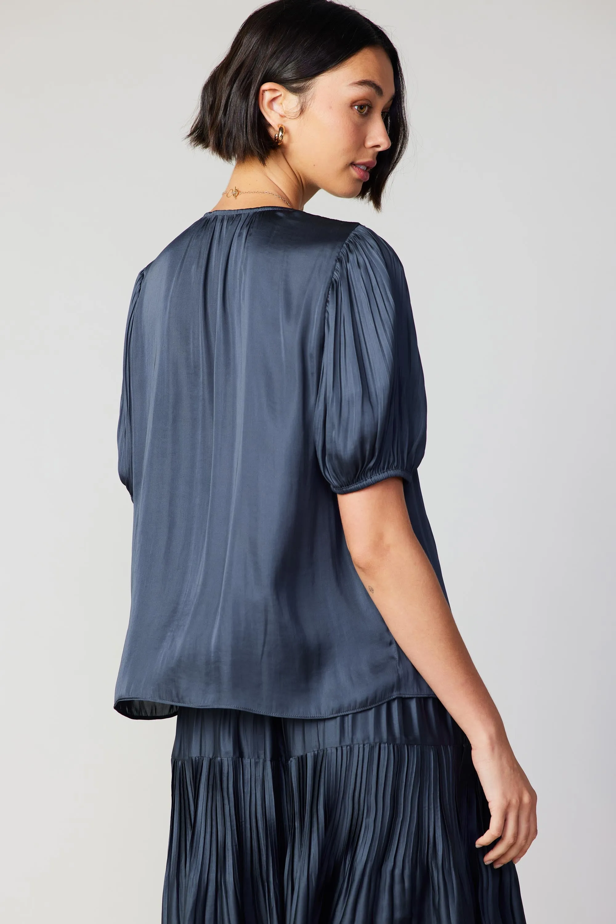 Cuffed Pleated Yoke Top sold by Current Air product image thumbnail 5