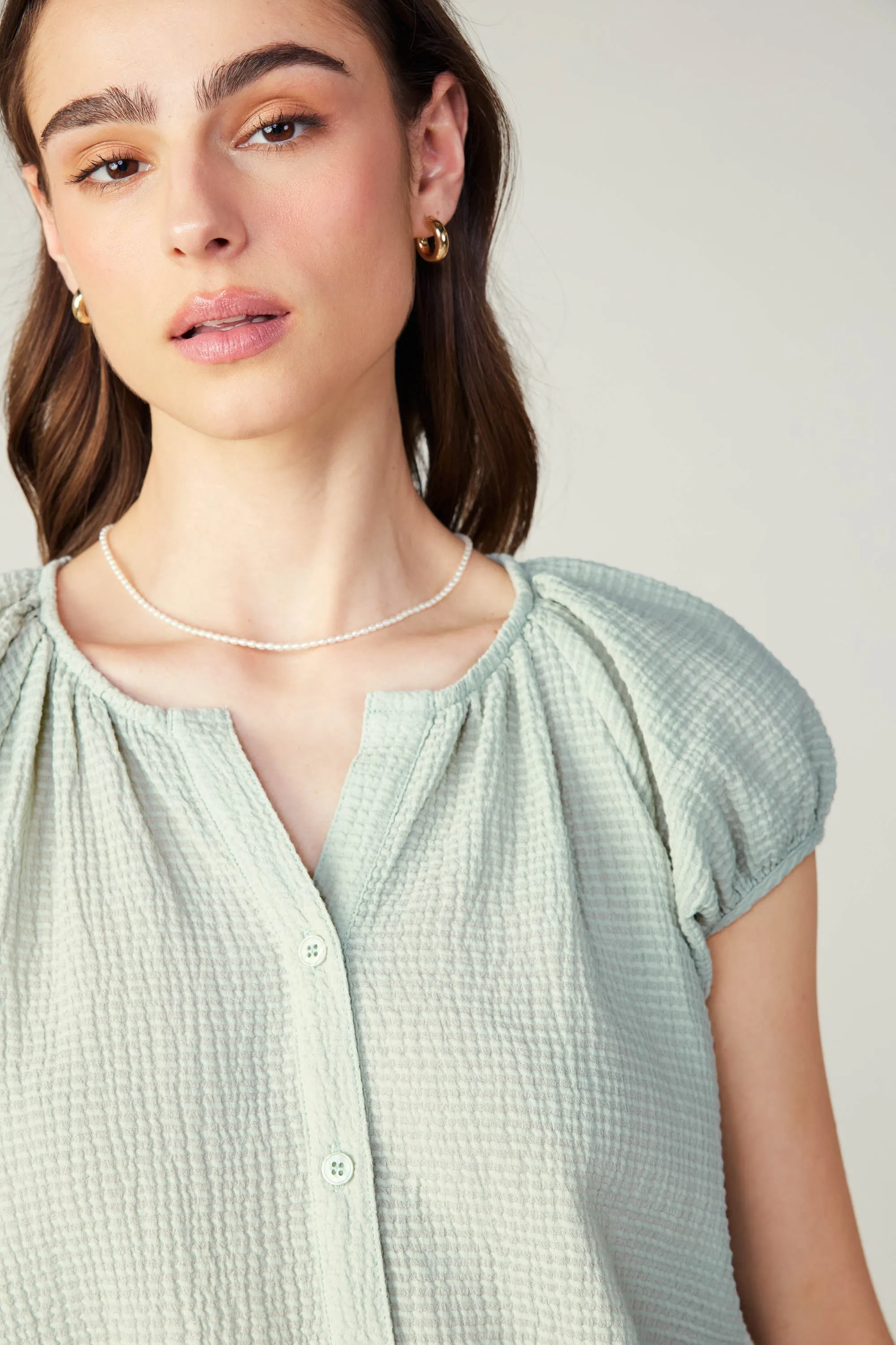 Buttoned Cotton Blouse sold by Current Air product image thumbnail 3