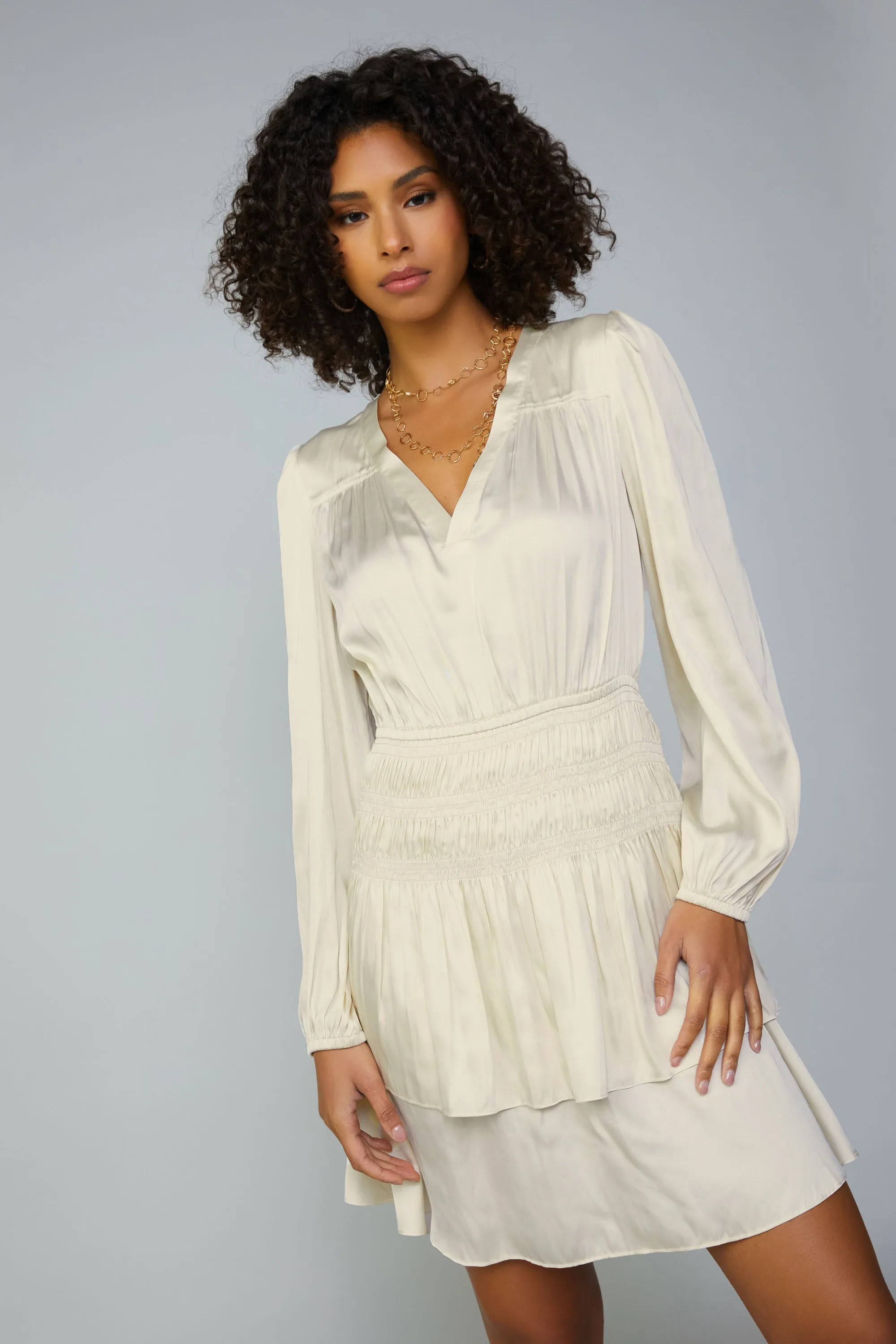 Smocked Tiered Mini Dress sold by Current Air