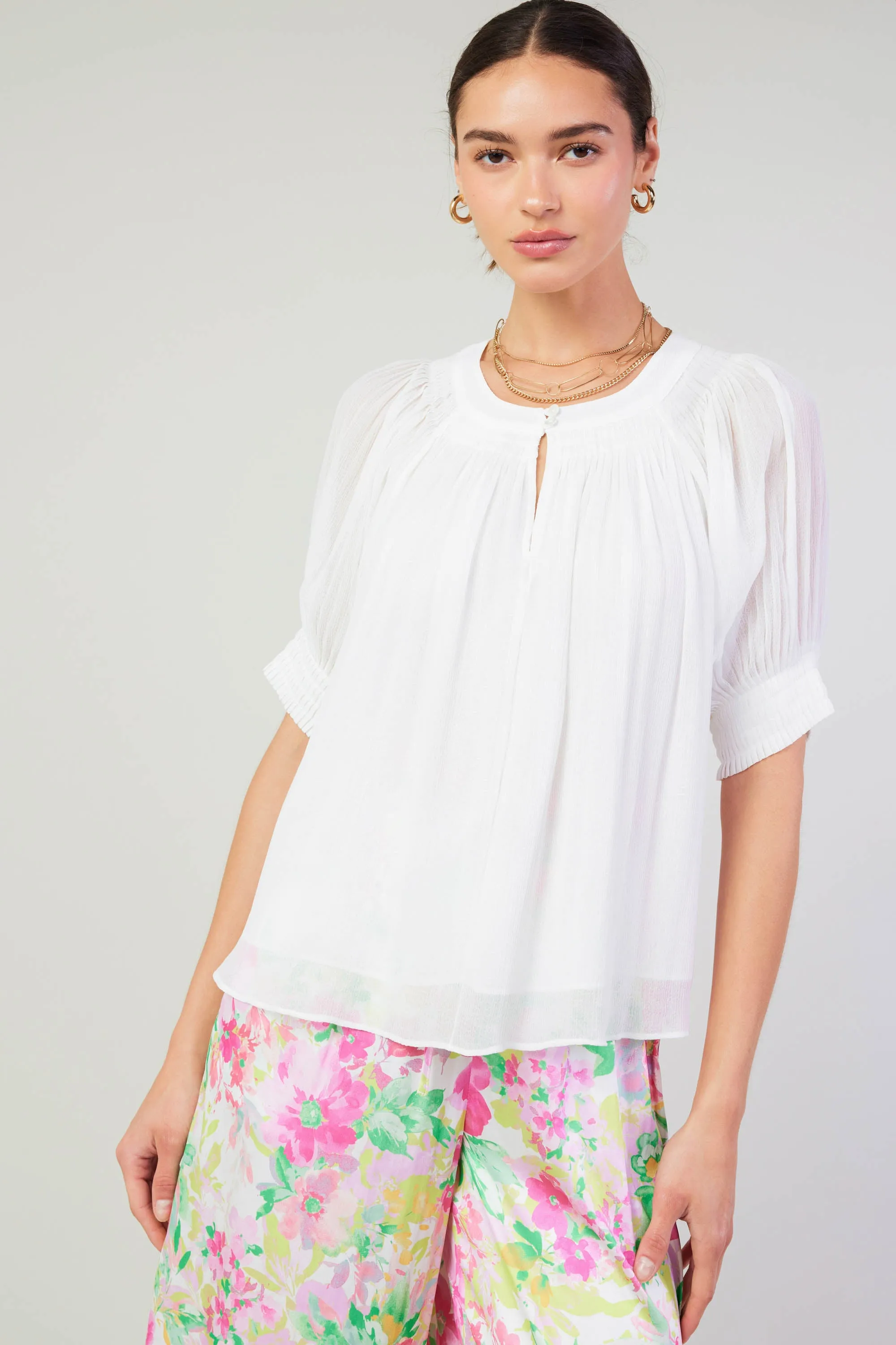 Pleated Cuff Blouse sold by Current Air