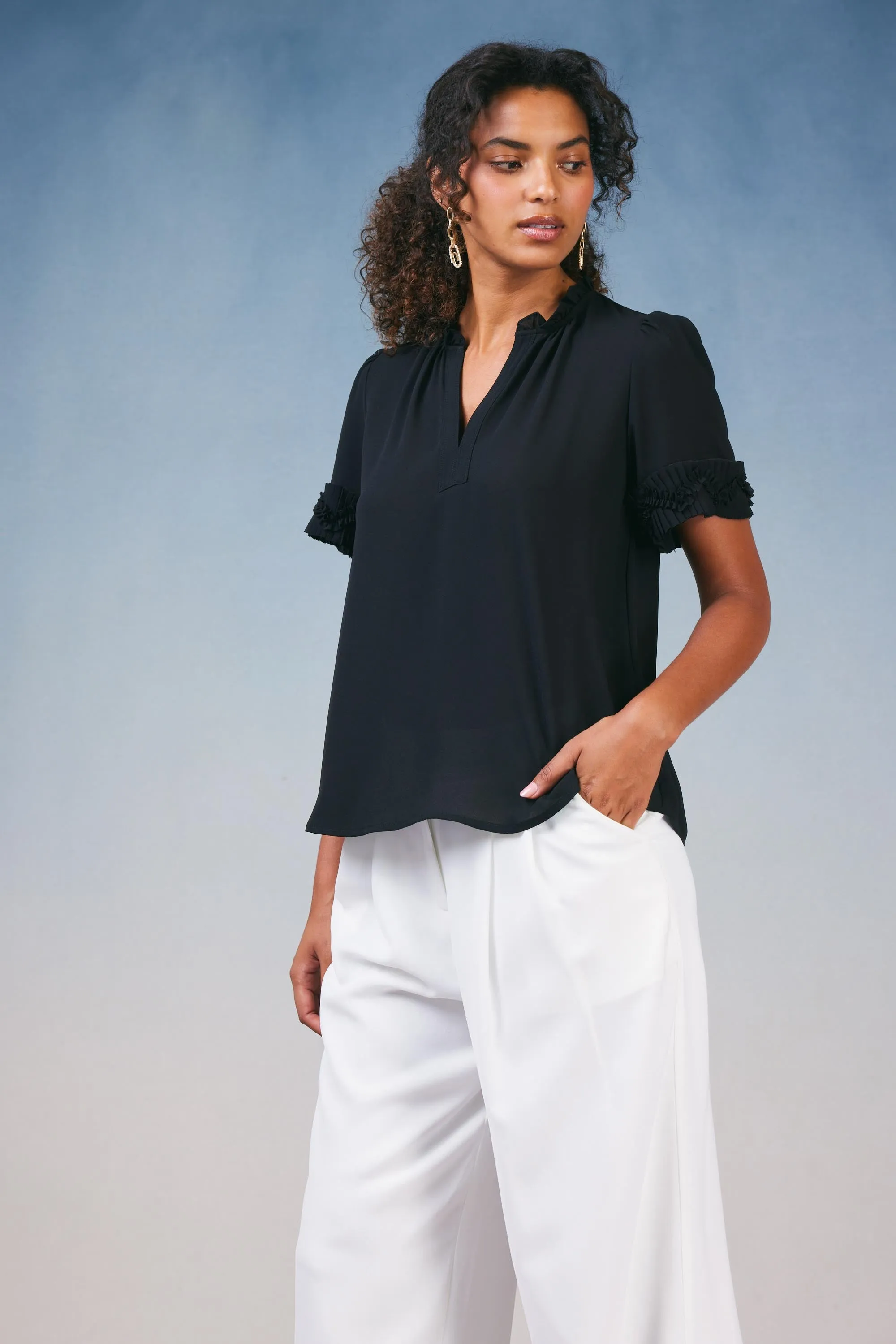 Ruffled Trim Blouse sold by Current Air product image thumbnail 4