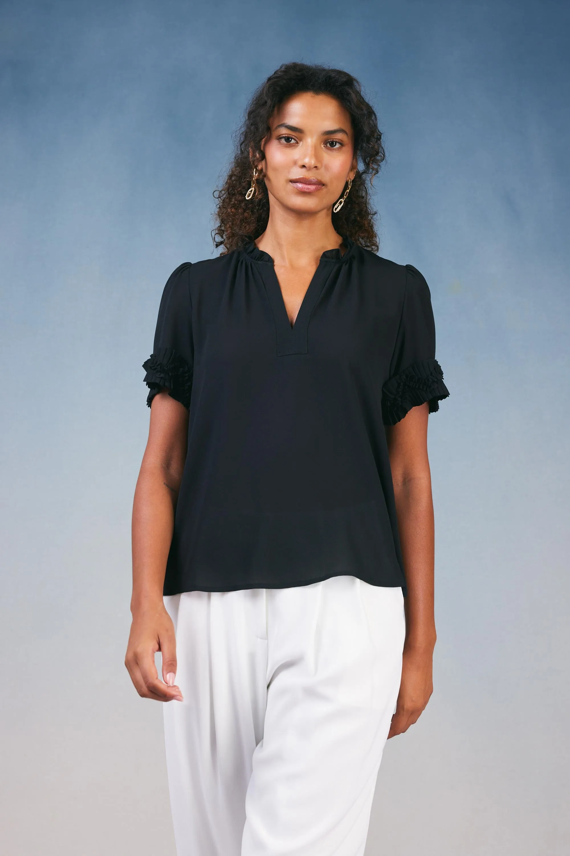 Ruffled Trim Blouse sold by Current Air product image thumbnail 2