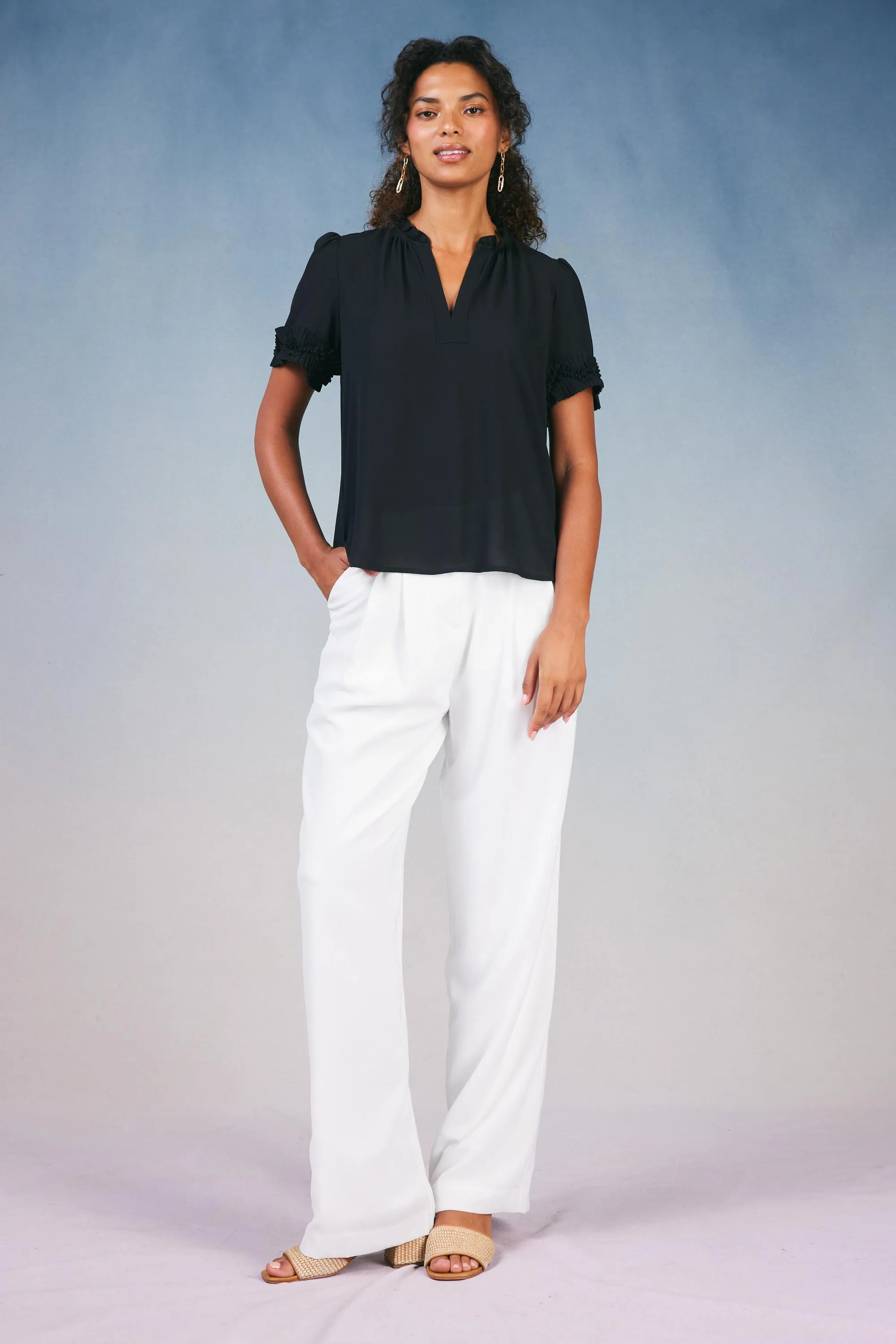 Ruffled Trim Blouse sold by Current Air product image thumbnail 3
