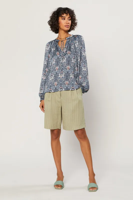 Tile Print Split Neck Top sold by Current Air