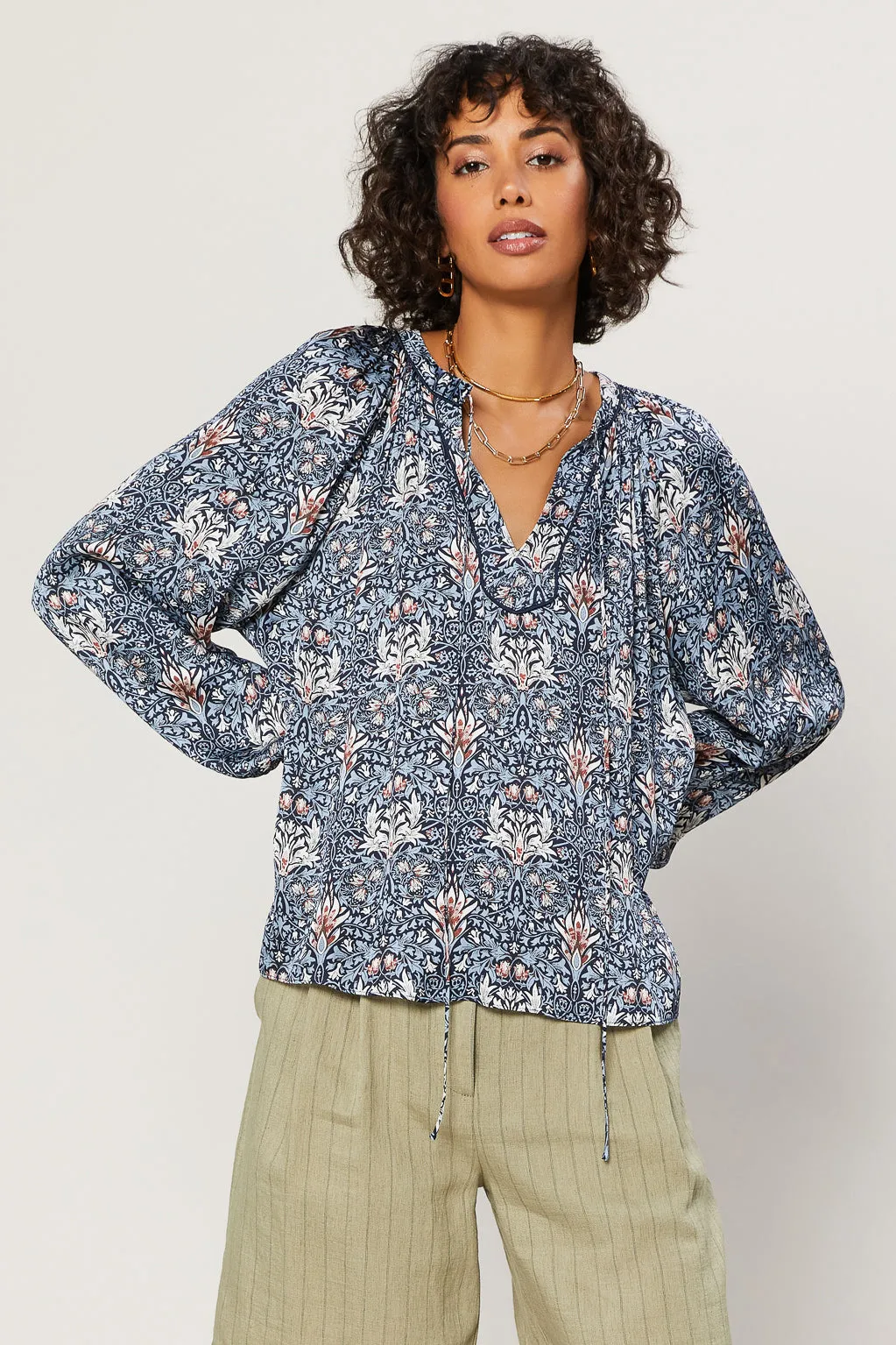 Tile Print Split Neck Top sold by Current Air product image thumbnail 2