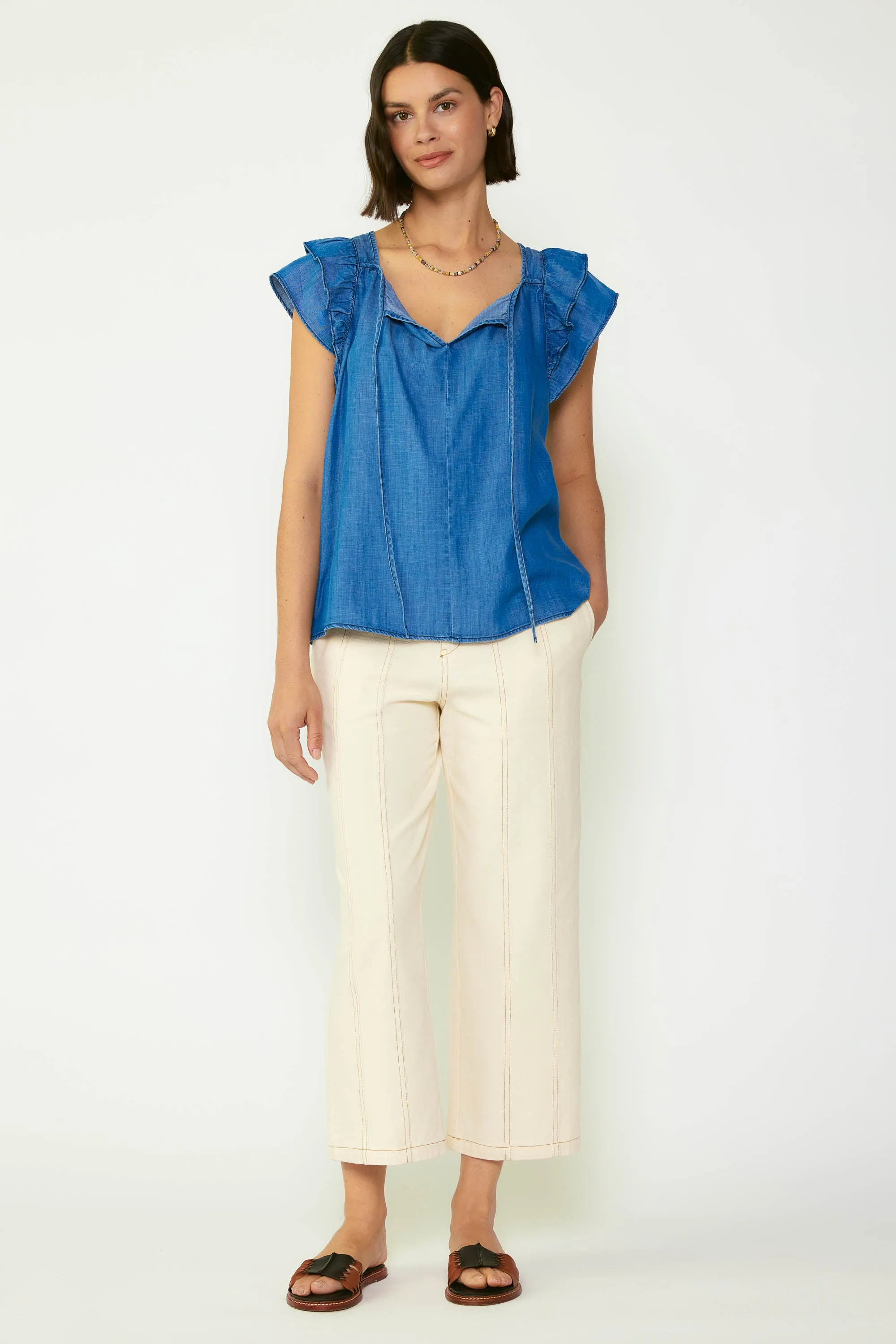 Chambray Back Cutout Top sold by Current Air product image thumbnail 4