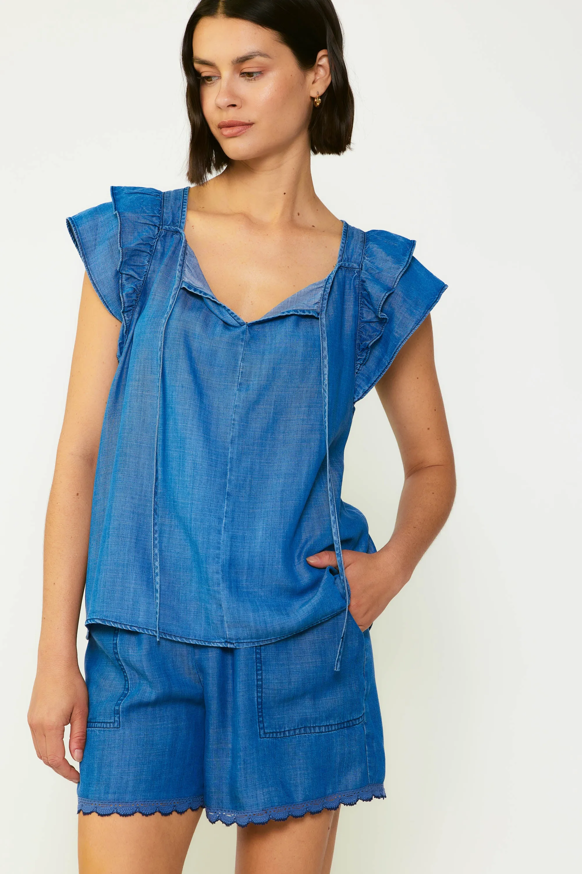 Chambray Back Cutout Top sold by Current Air product image thumbnail 3