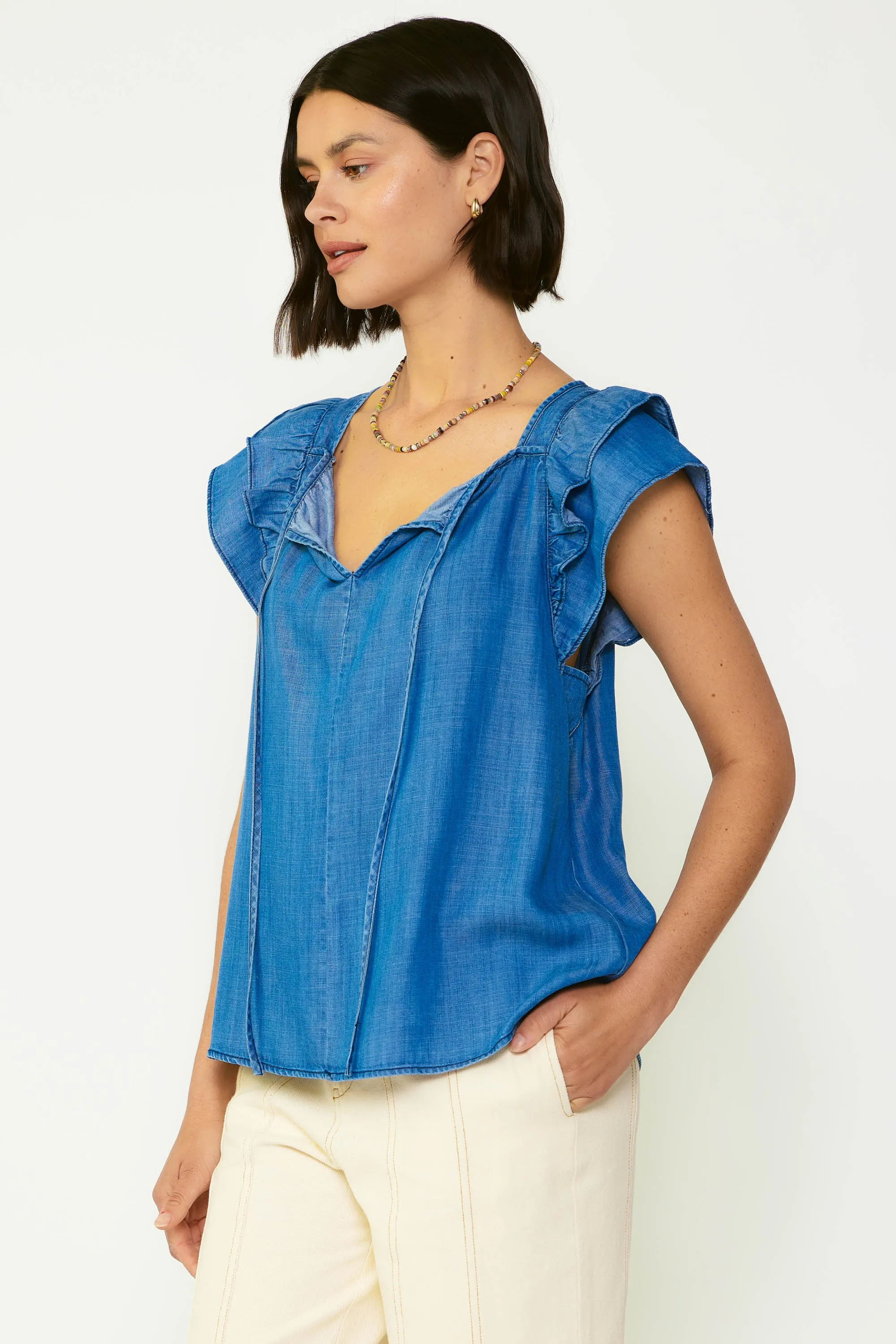 Chambray Back Cutout Top sold by Current Air