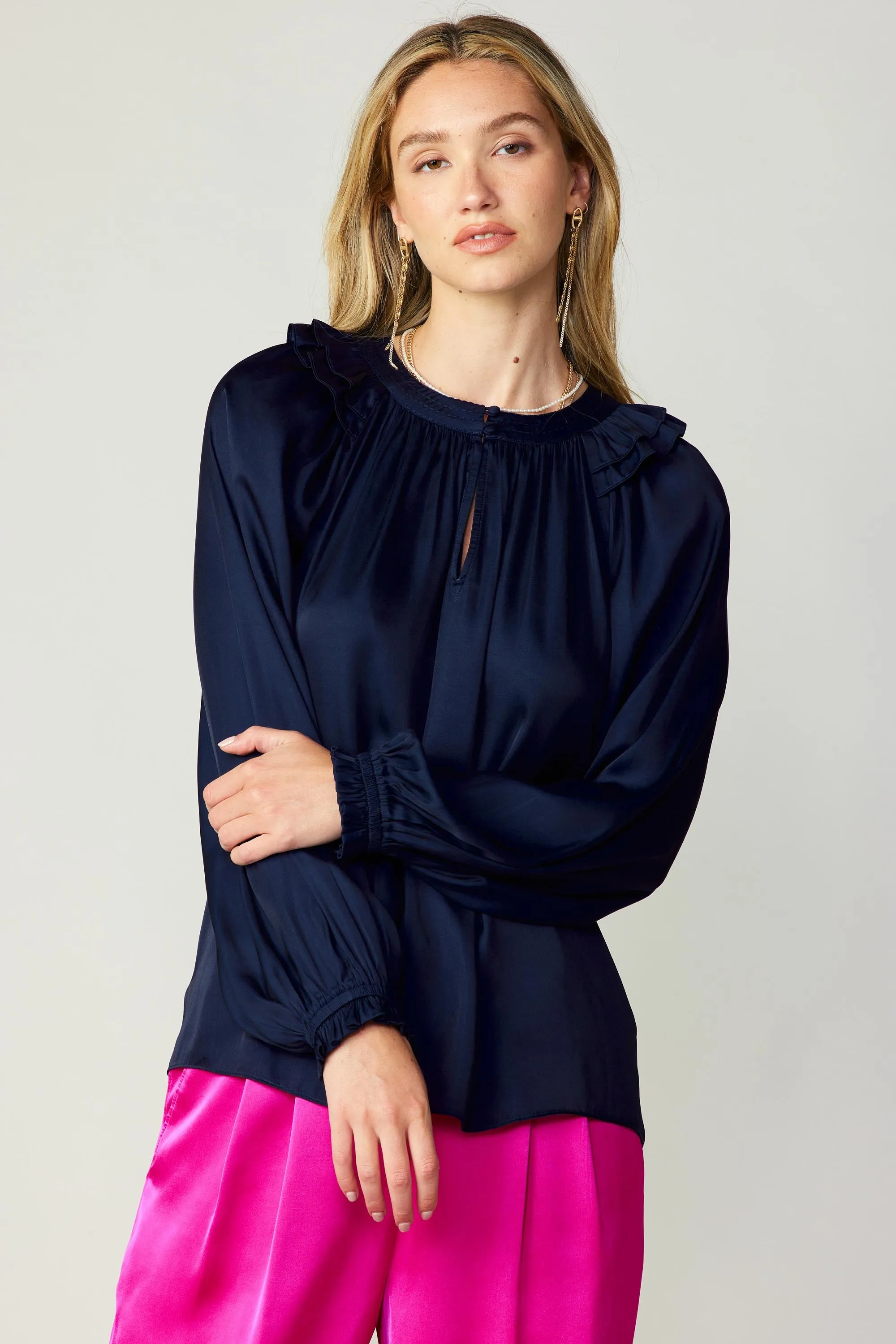 Ruffled Crewneck Blouse sold by Current Air