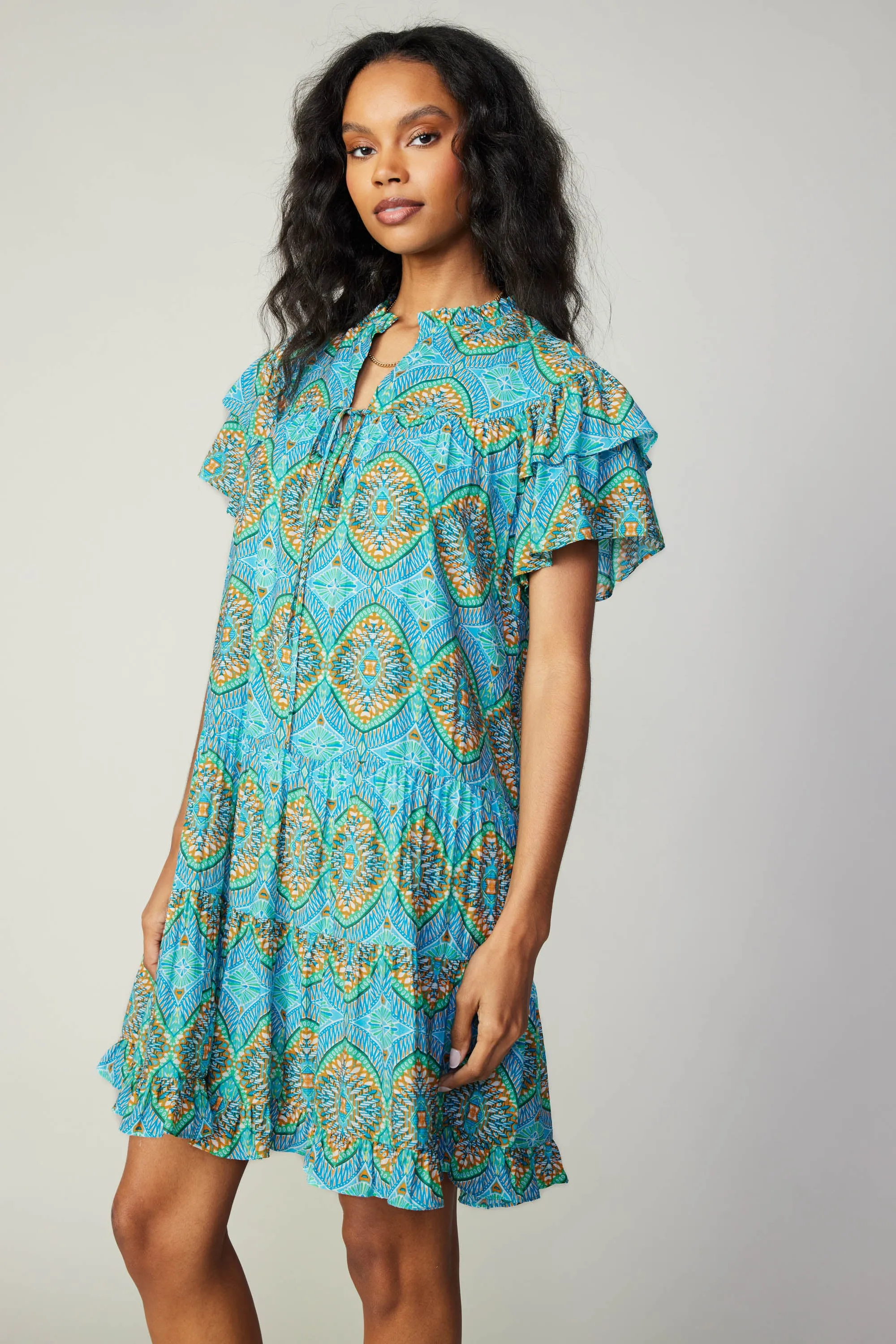 Flutter Sleeve Geo Print Dress sold by Current Air product image thumbnail 3