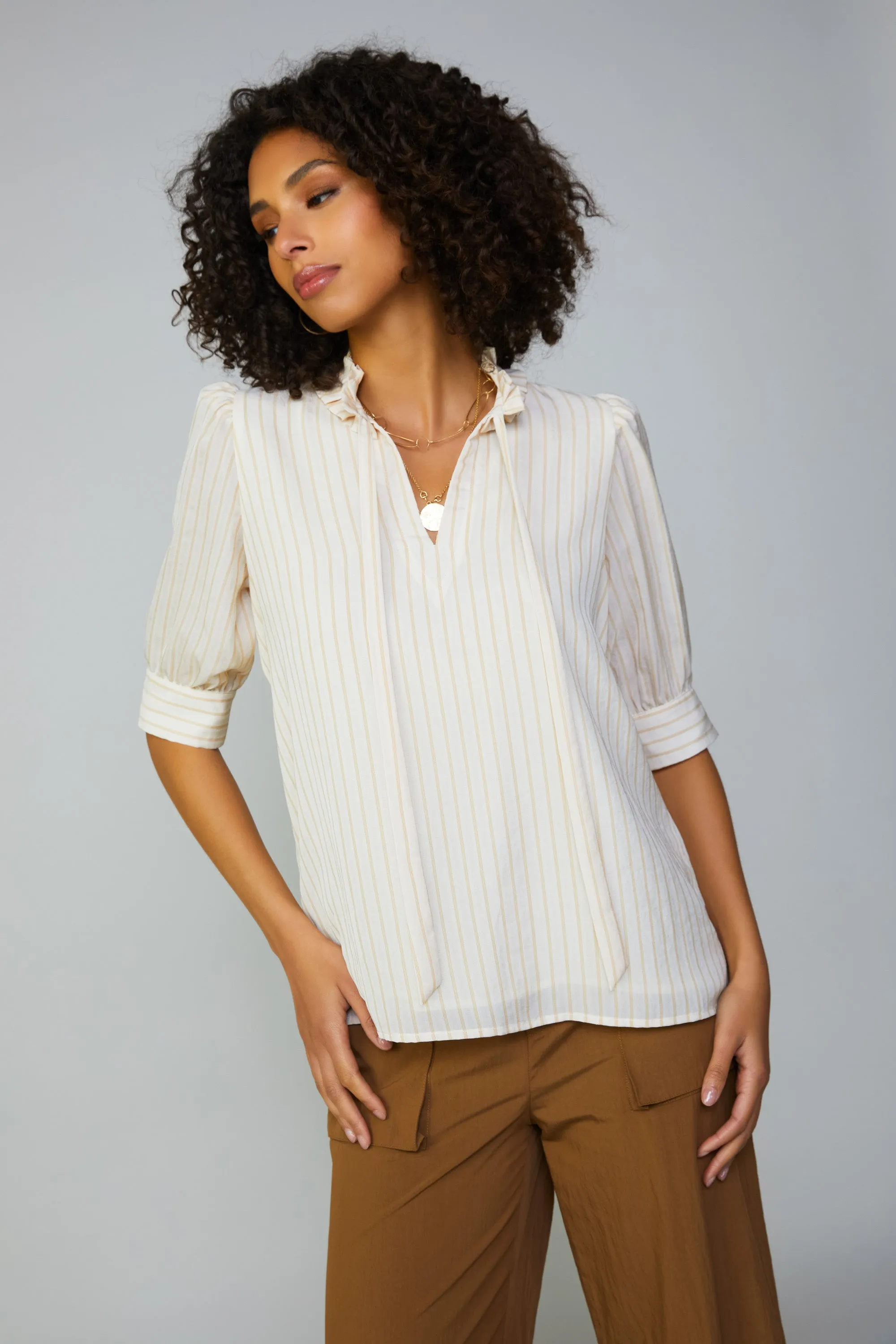 Striped Structured Sleeve Blouse sold by Current Air
