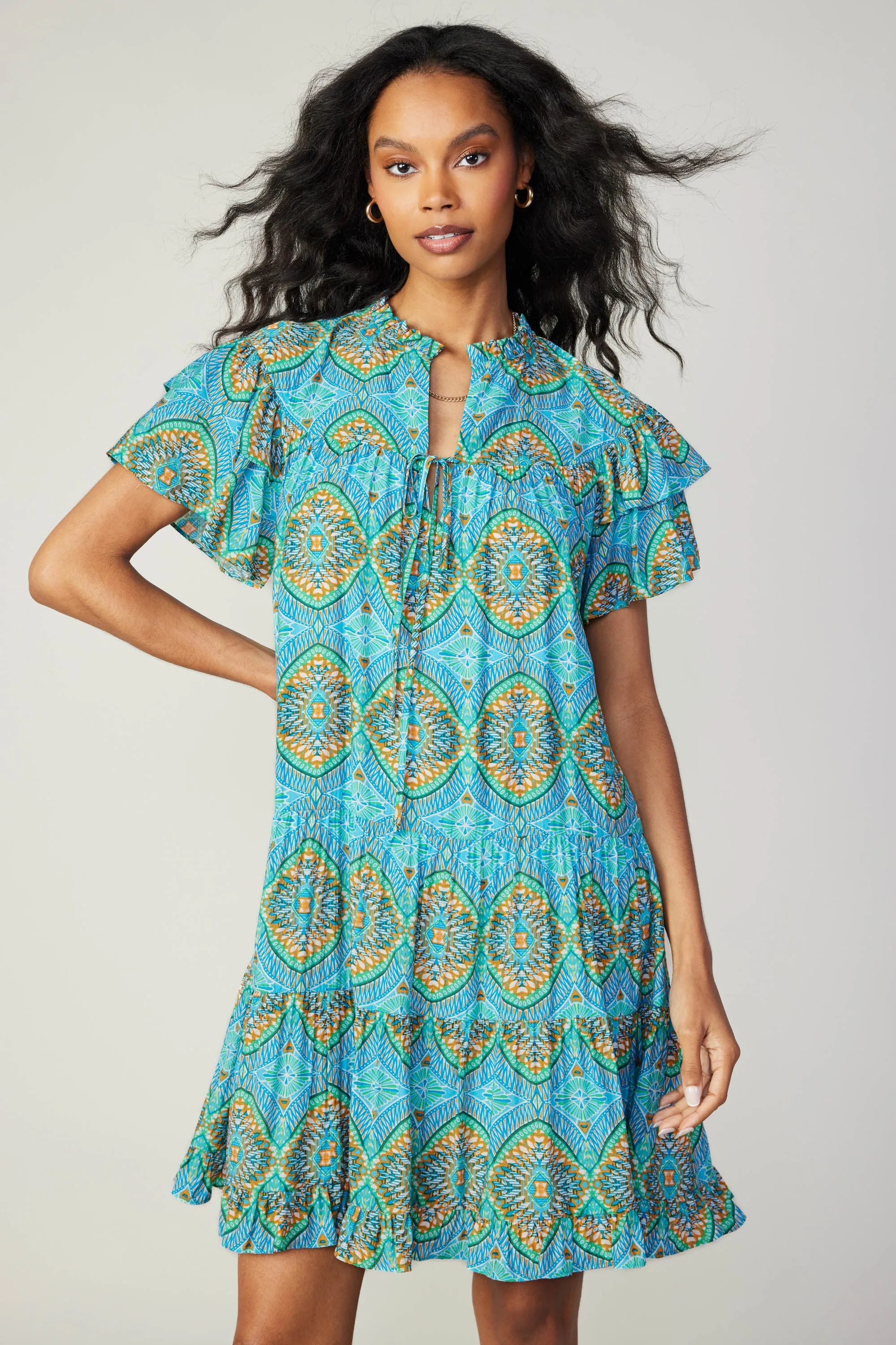 Flutter Sleeve Geo Print Dress sold by Current Air product image thumbnail 2