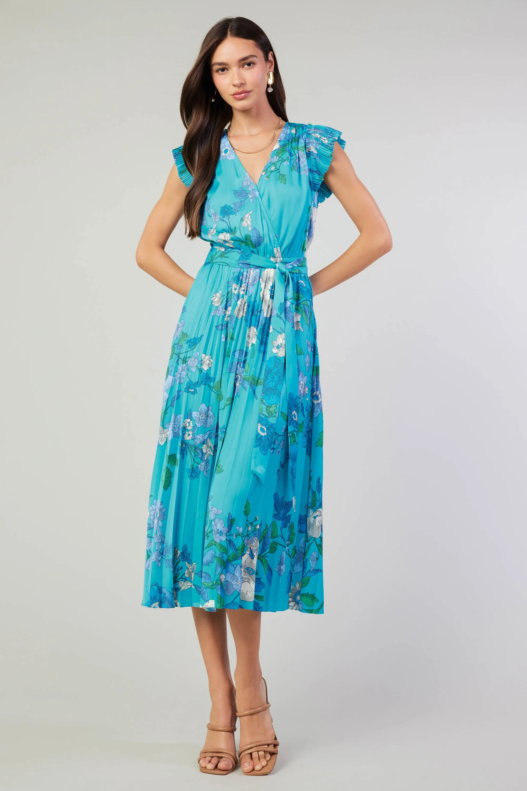 Botanical Pleated Midi Dress sold by Current Air product image thumbnail 3