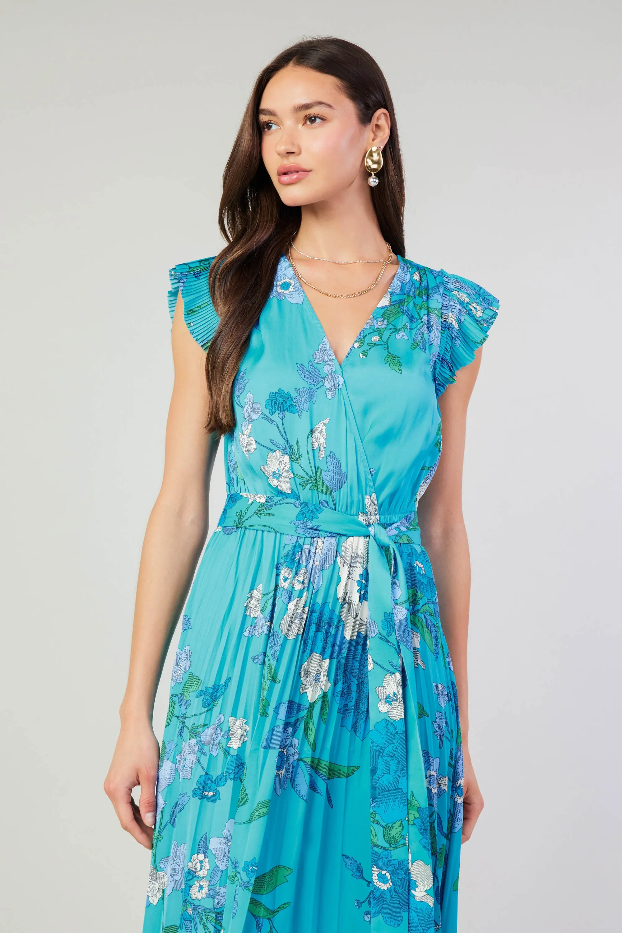 Botanical Pleated Midi Dress sold by Current Air product image thumbnail 5