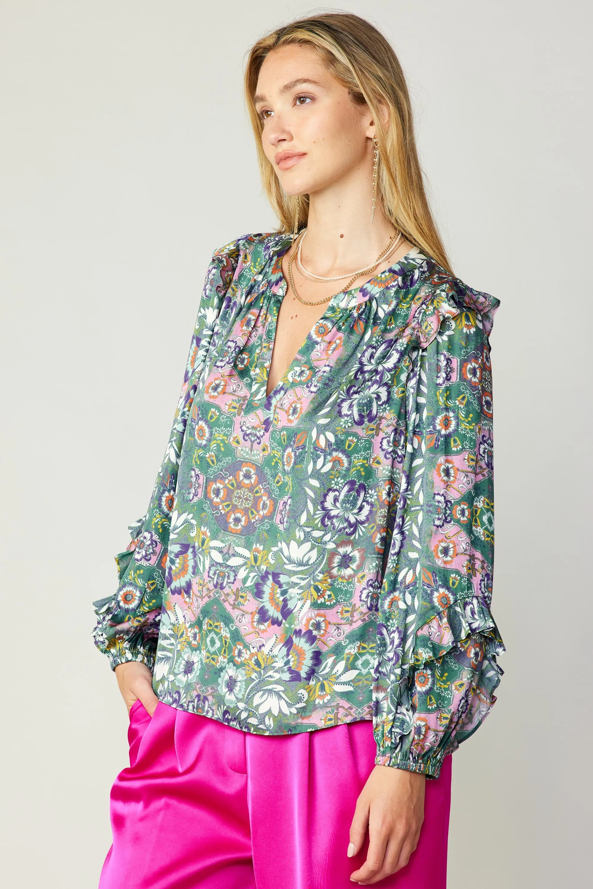 Ruffle Trim Blouse sold by Current Air product image thumbnail 2